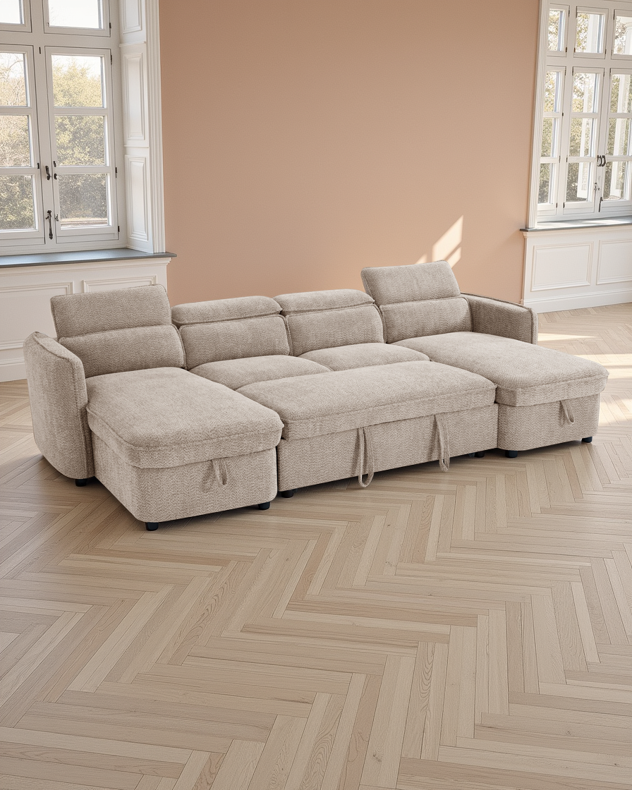 Vienna Sofabed Beige U Shape Corner
