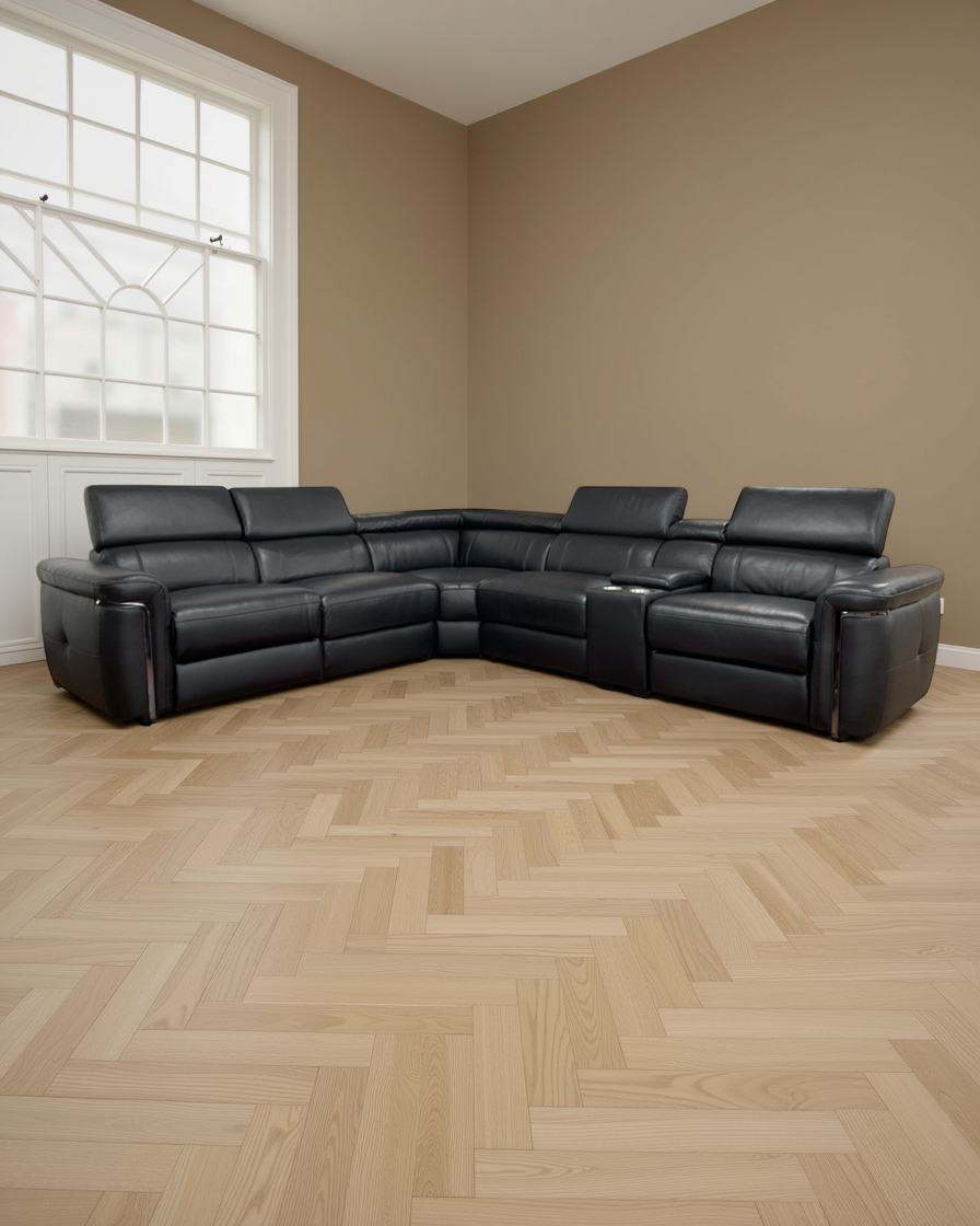 Vilnius Electric Recliner Sofa Black Large Corner