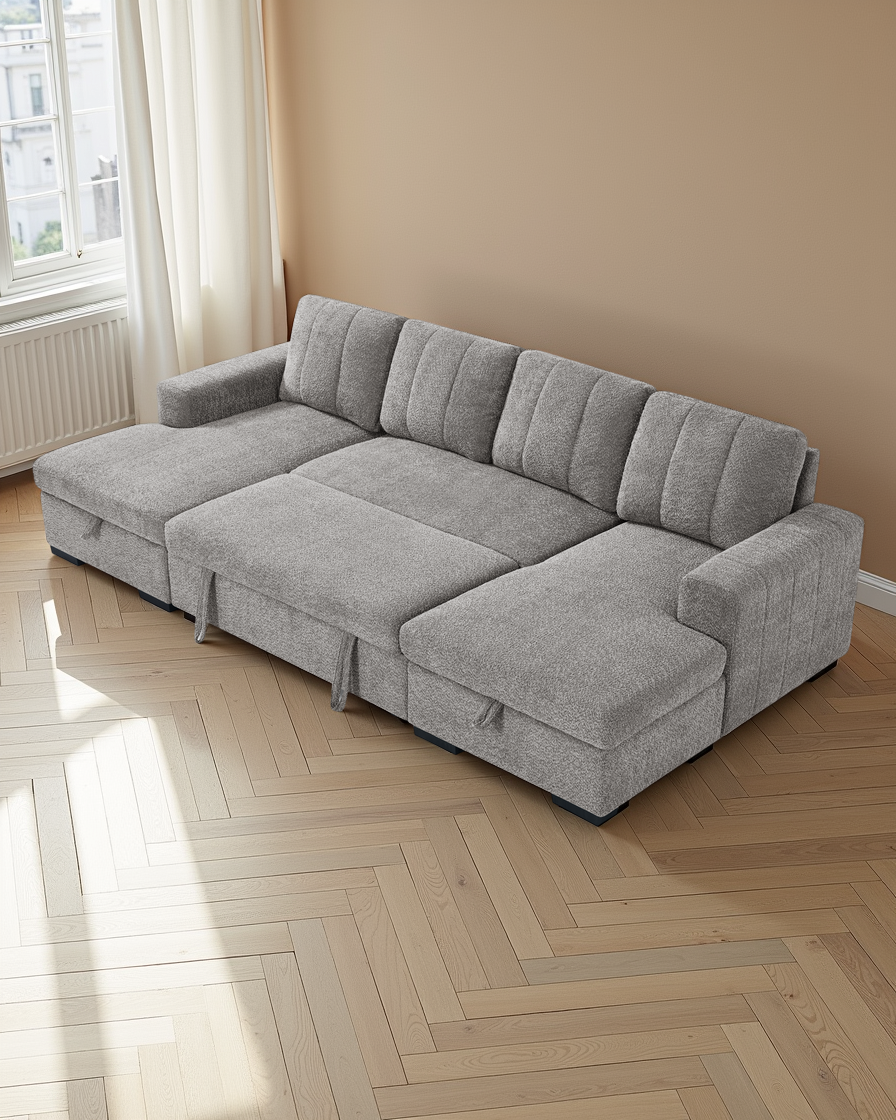 Warsaw Sofabed Grey U Shape Corner