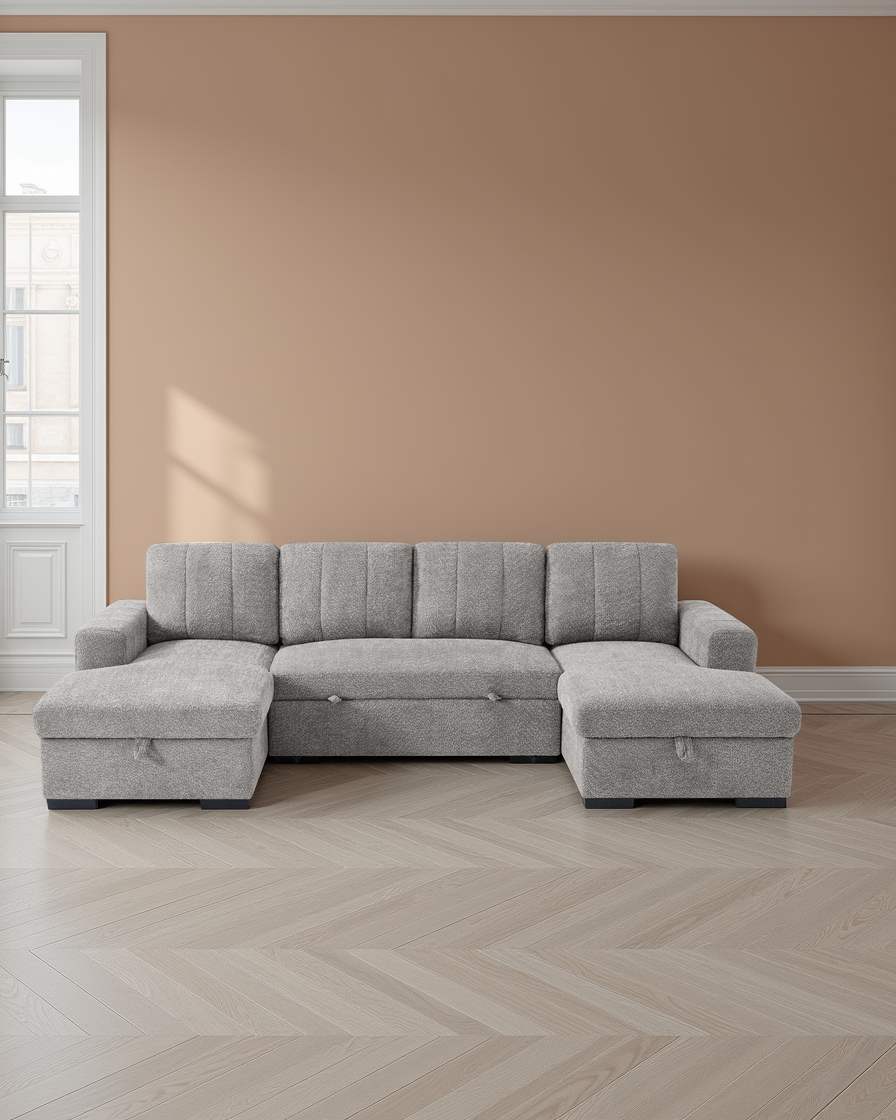 Warsaw Sofabed Grey U Shape Corner