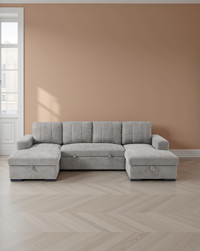 Warsaw Sofabed Grey U Shape Corner
