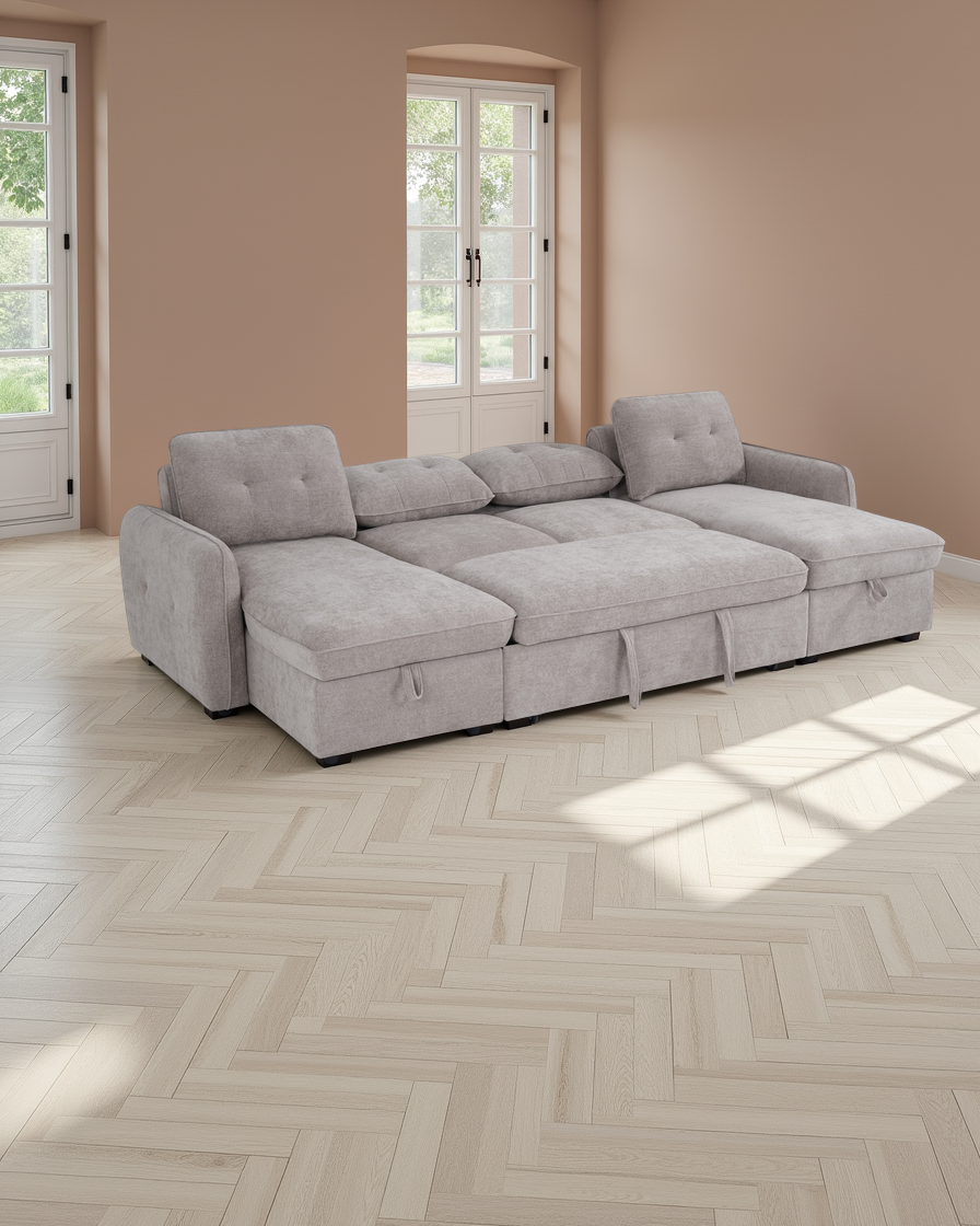 Liverpool Sofabed Beige U Shape Corner