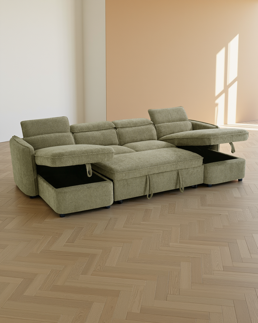 Vienna Sofabed Green U Shape Corner
