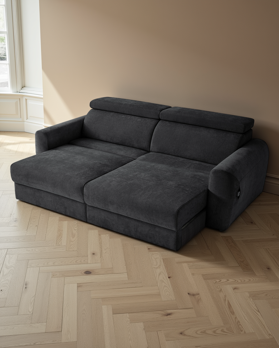 Rotterdam Electric Sofabed Black 3 Seater