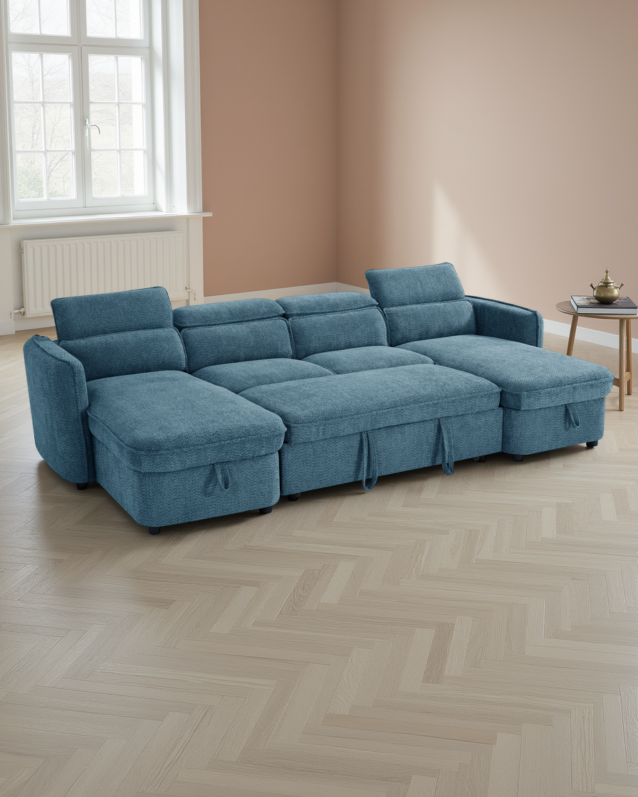 Vienna Sofabed Blue U Shape Corner