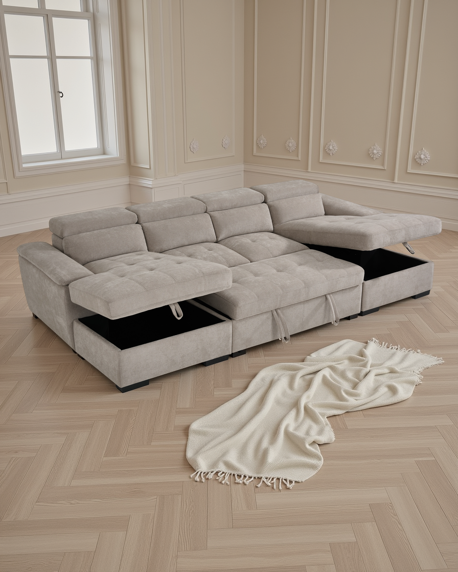 London Sofabed Beige U Shape Corner