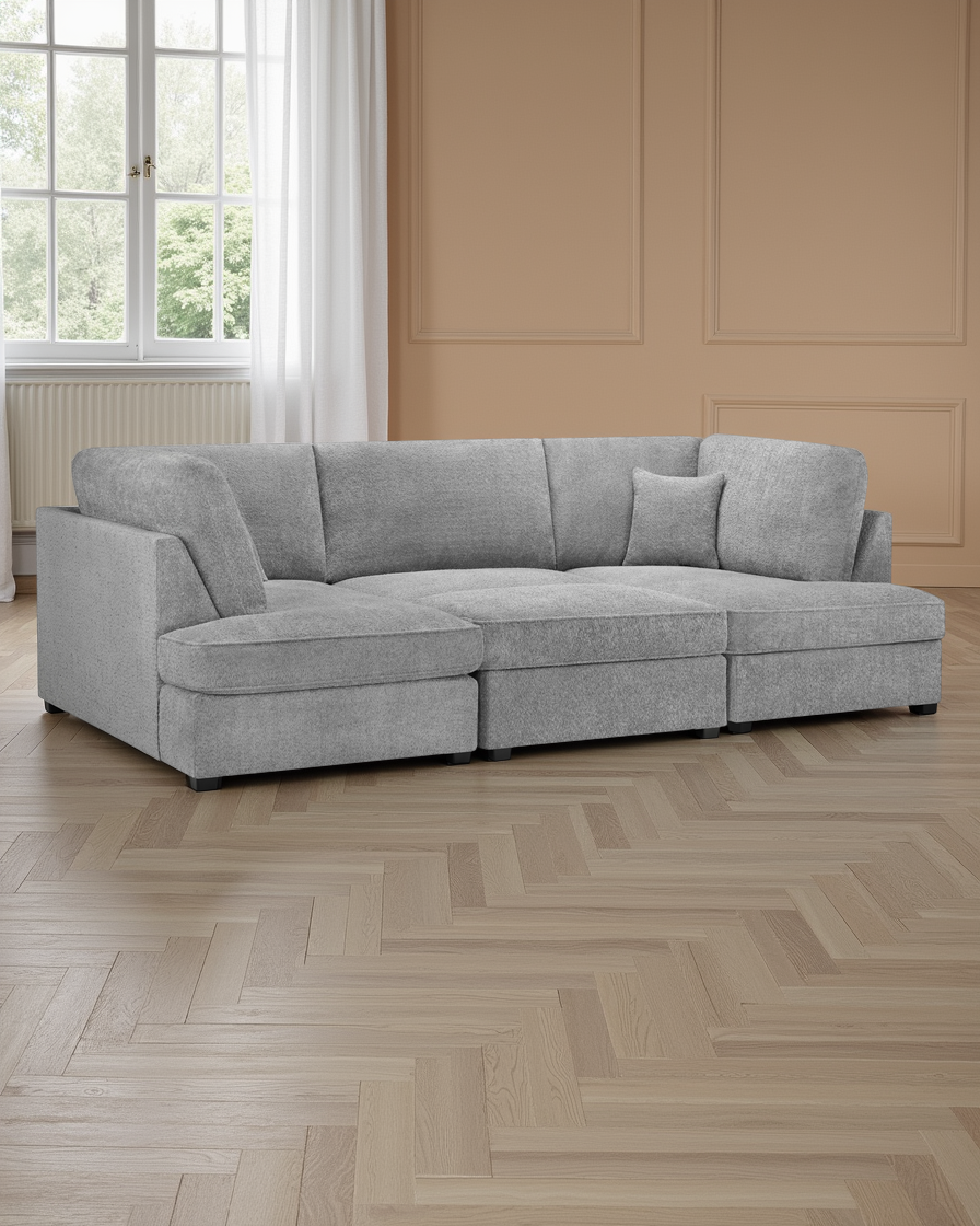 Prague Sofa Boucle Grey U Shape Corner