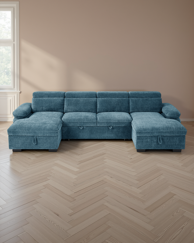 Valencia Sofabed Blue U Shape Corner