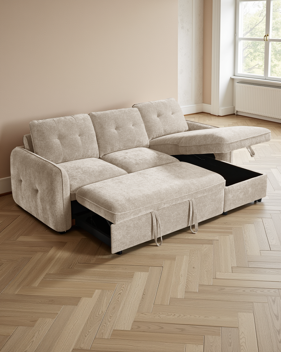 Liverpool Sofabed Beige Universal Corner