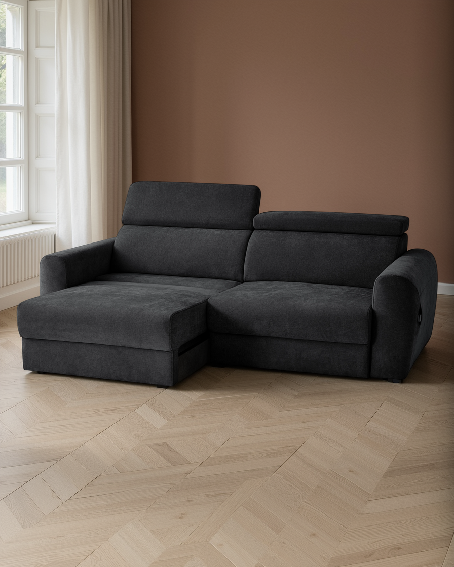 Rotterdam Electric Sofabed Black 3 Seater