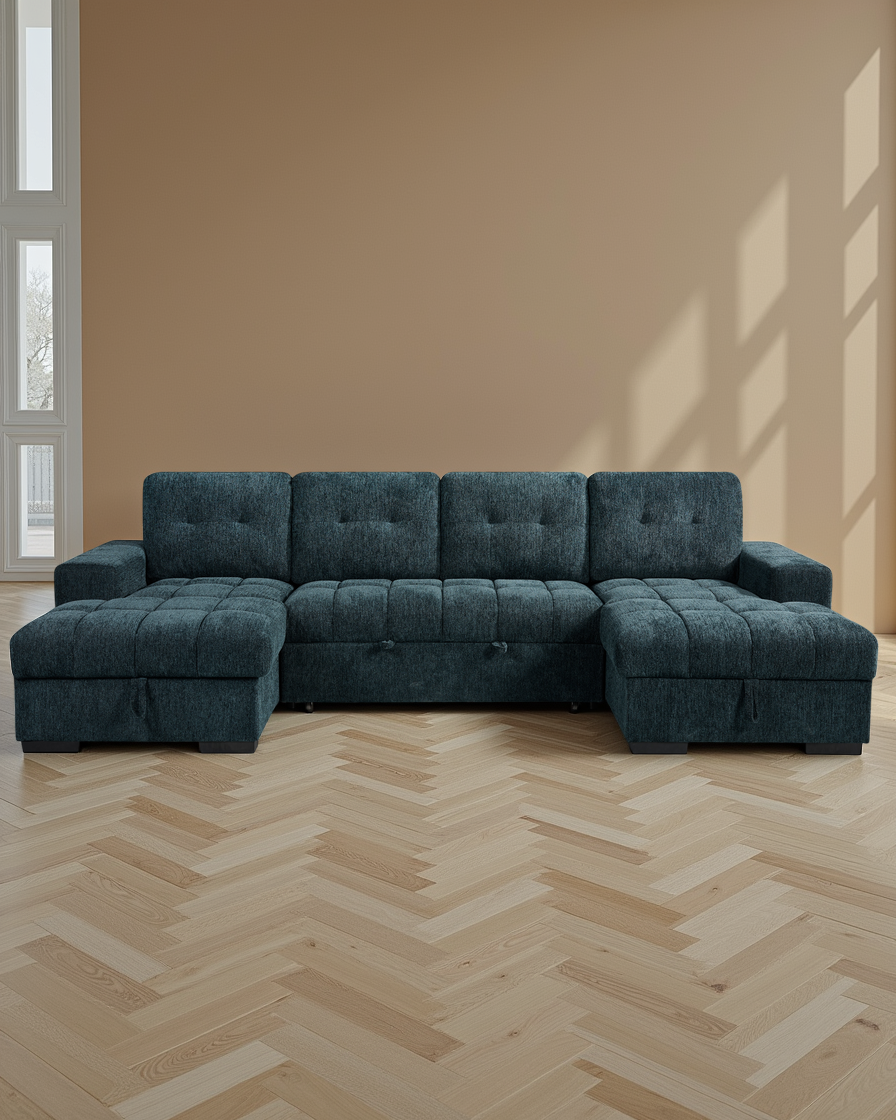 Oslo Sofabed Teal U Shape Corner