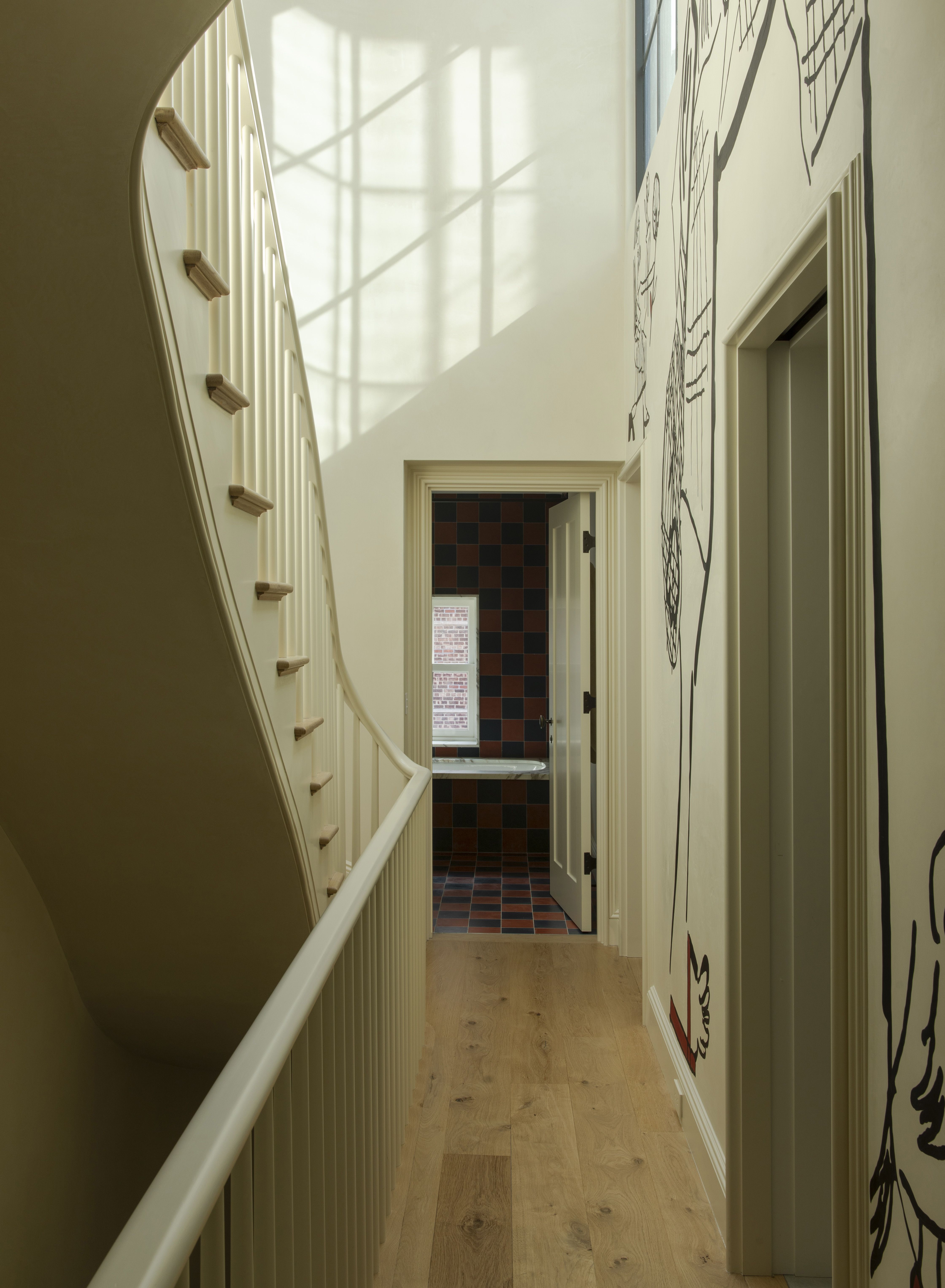 Greenwich Village Greek Revival rowhouse staircase