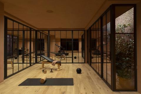 Greenwich Village Greek Revival rowhouse gym