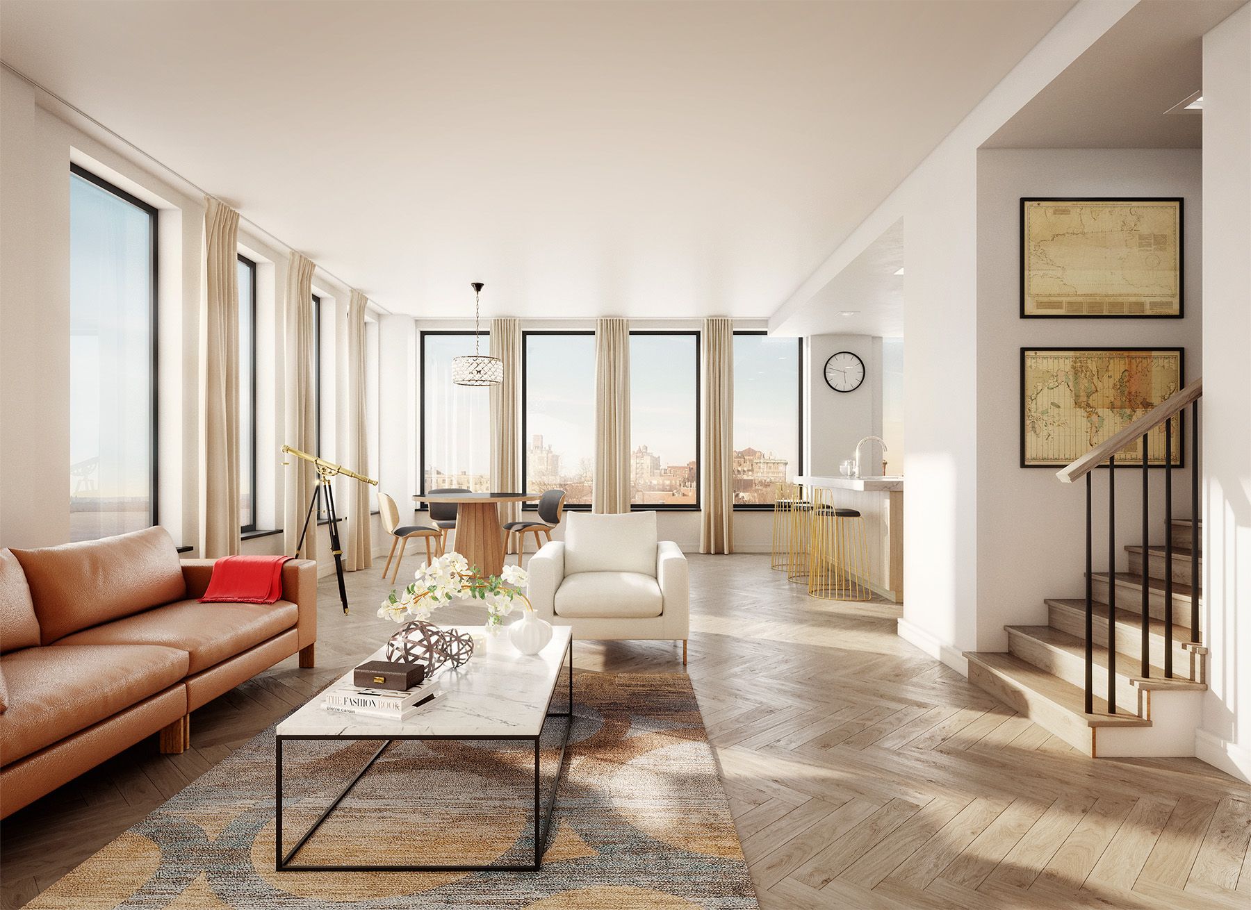 The Cobble Hill House Living Room Rendering