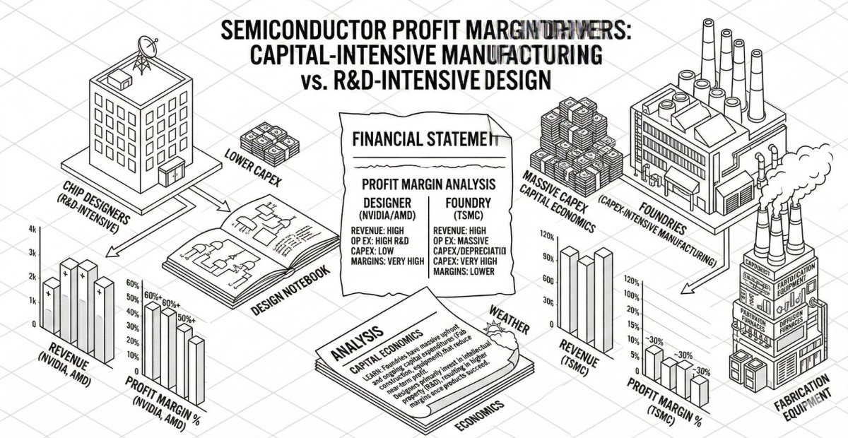Semiconductor foundry vs chip designer business model comparison