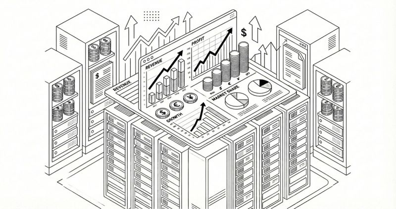 Illustration showing a company earnings report summary
