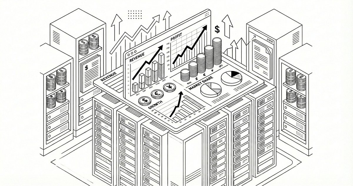 Illustration showing a company earnings report summary