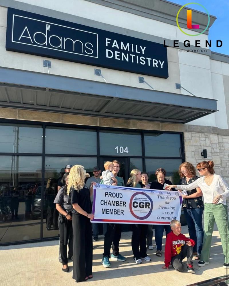 Storefront and sign of Adams Family Dentistry in Anna