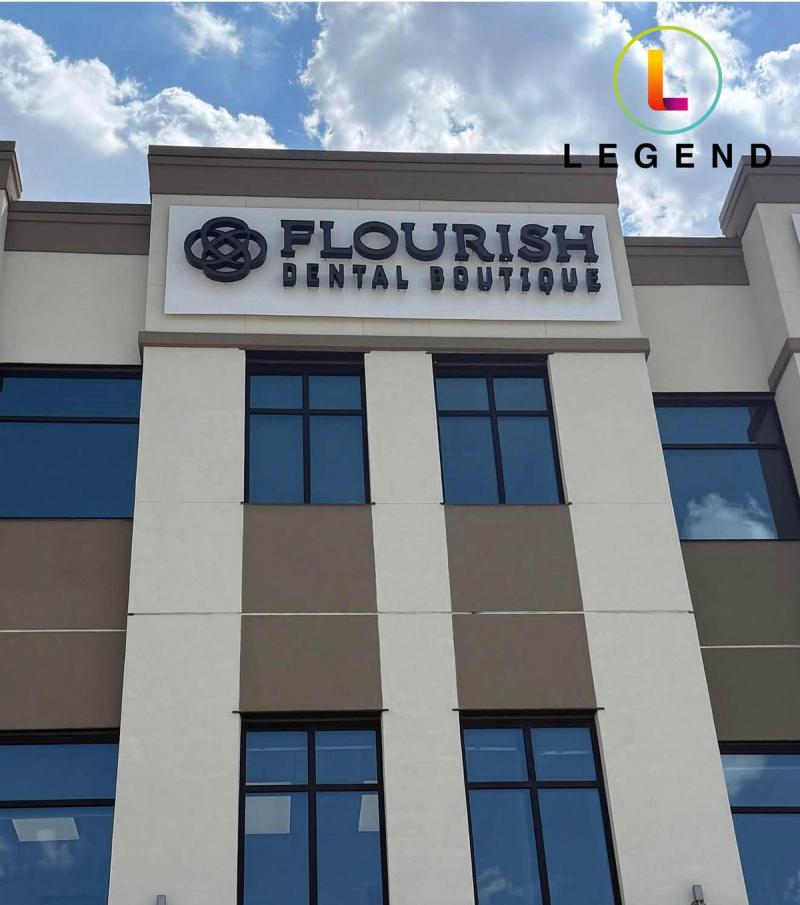 Exterior building sign for Flourish Dental Boutique in Frisco