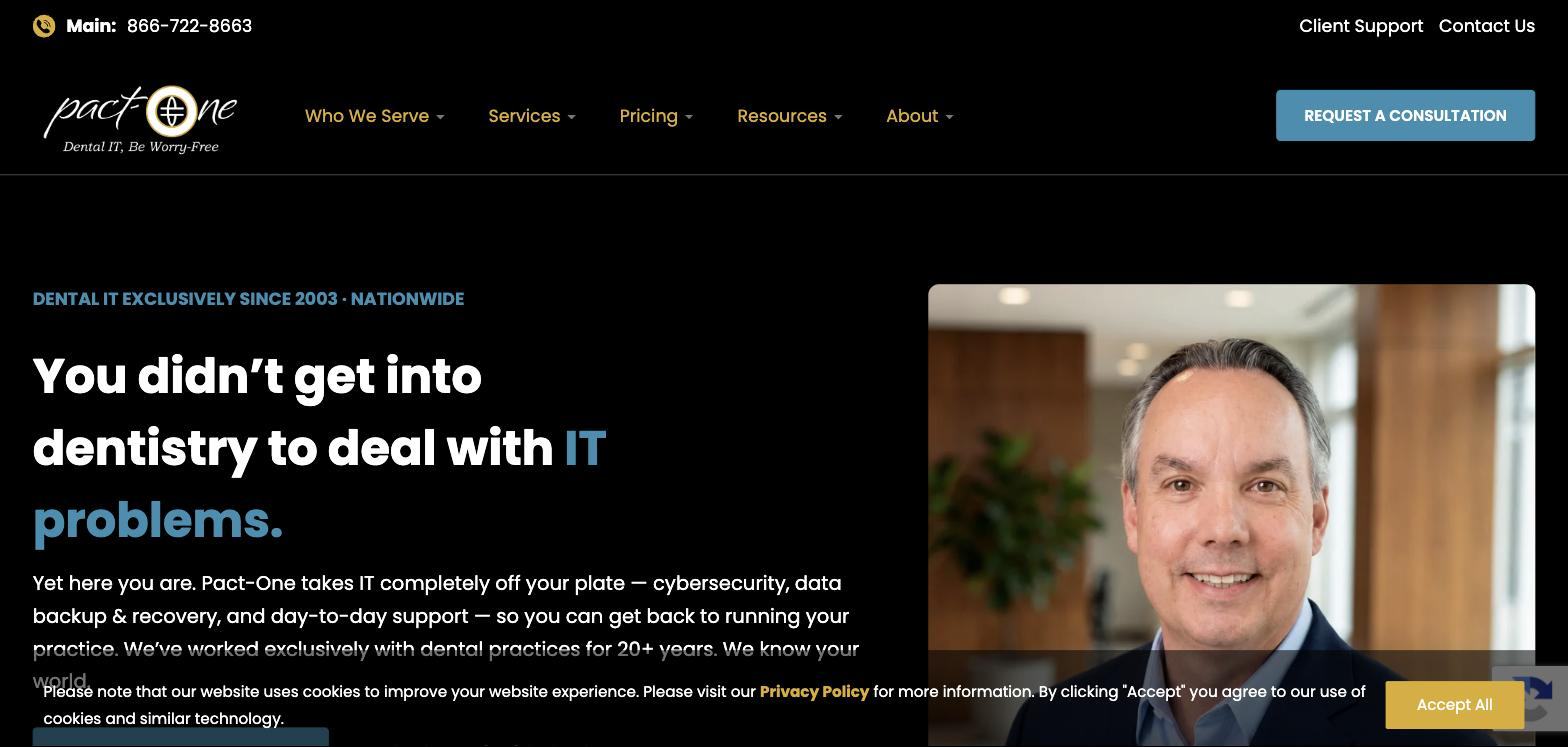 Pact-One Solutions public website captured on September 22, 2026