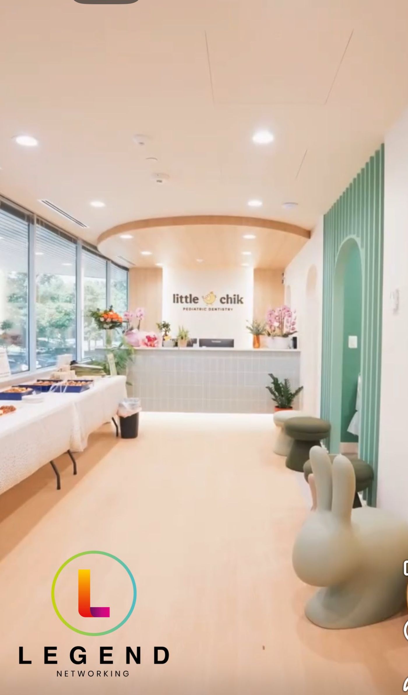 Reception desk with the Little Chik sign at Little Chik Pediatric Dentistry in Fairfax, VA