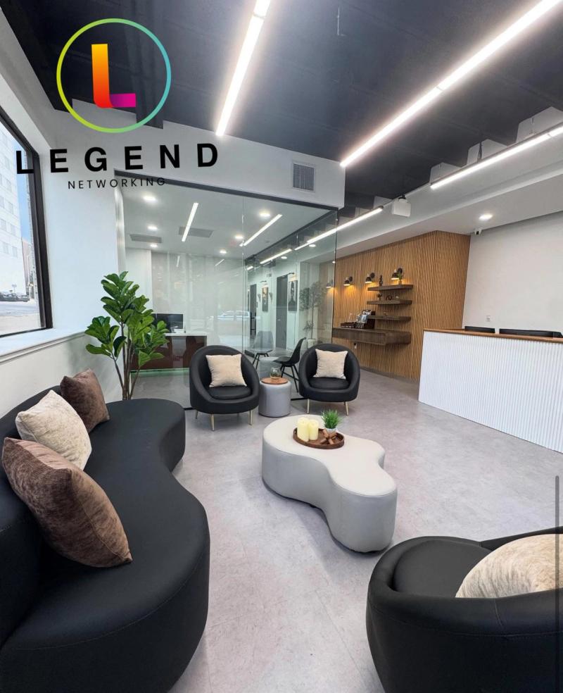 Waiting area and reception desk at Primavera Dental Group in downtown Austin