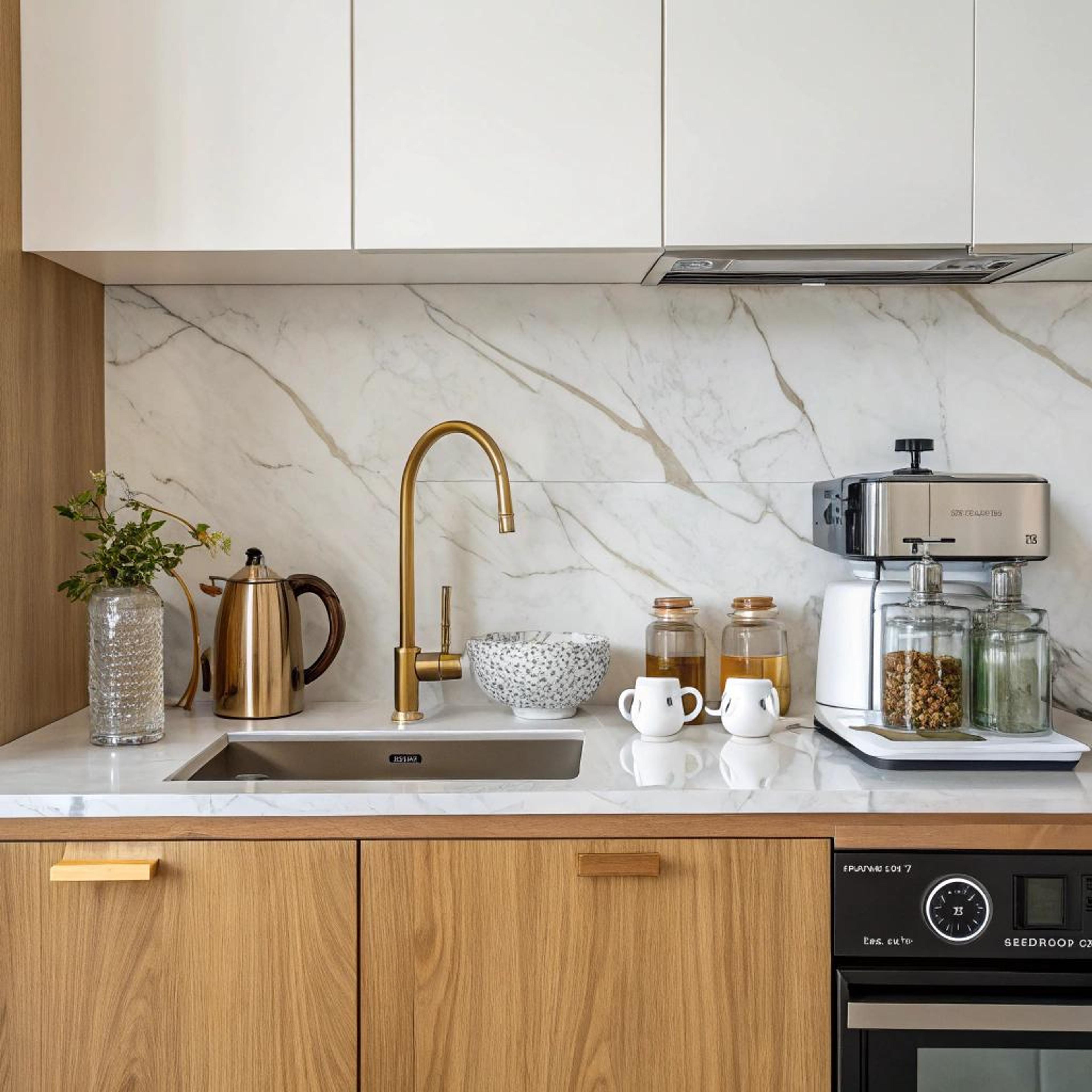 Marmer en goud in koffiehoekje