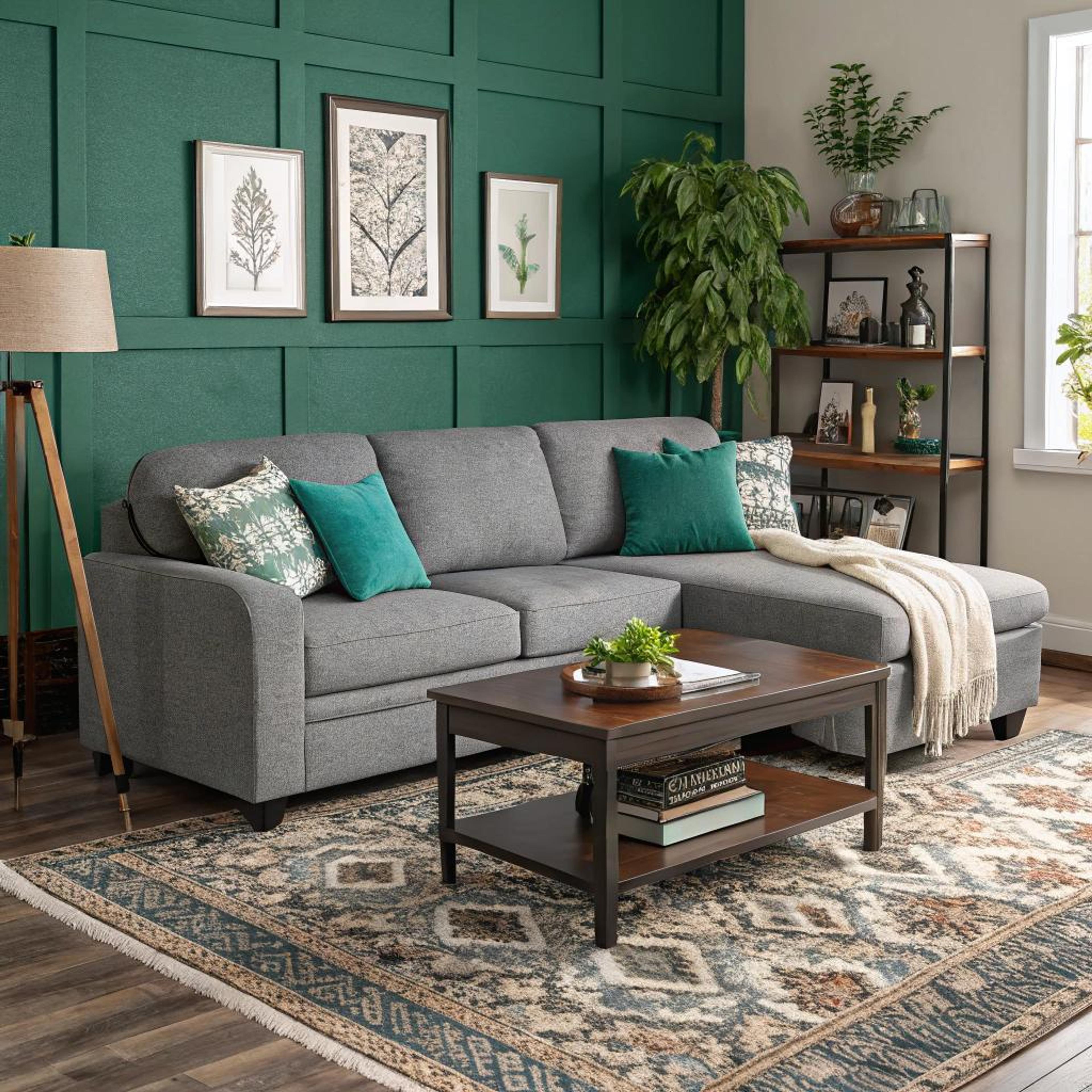 Groene muur met elegante prints