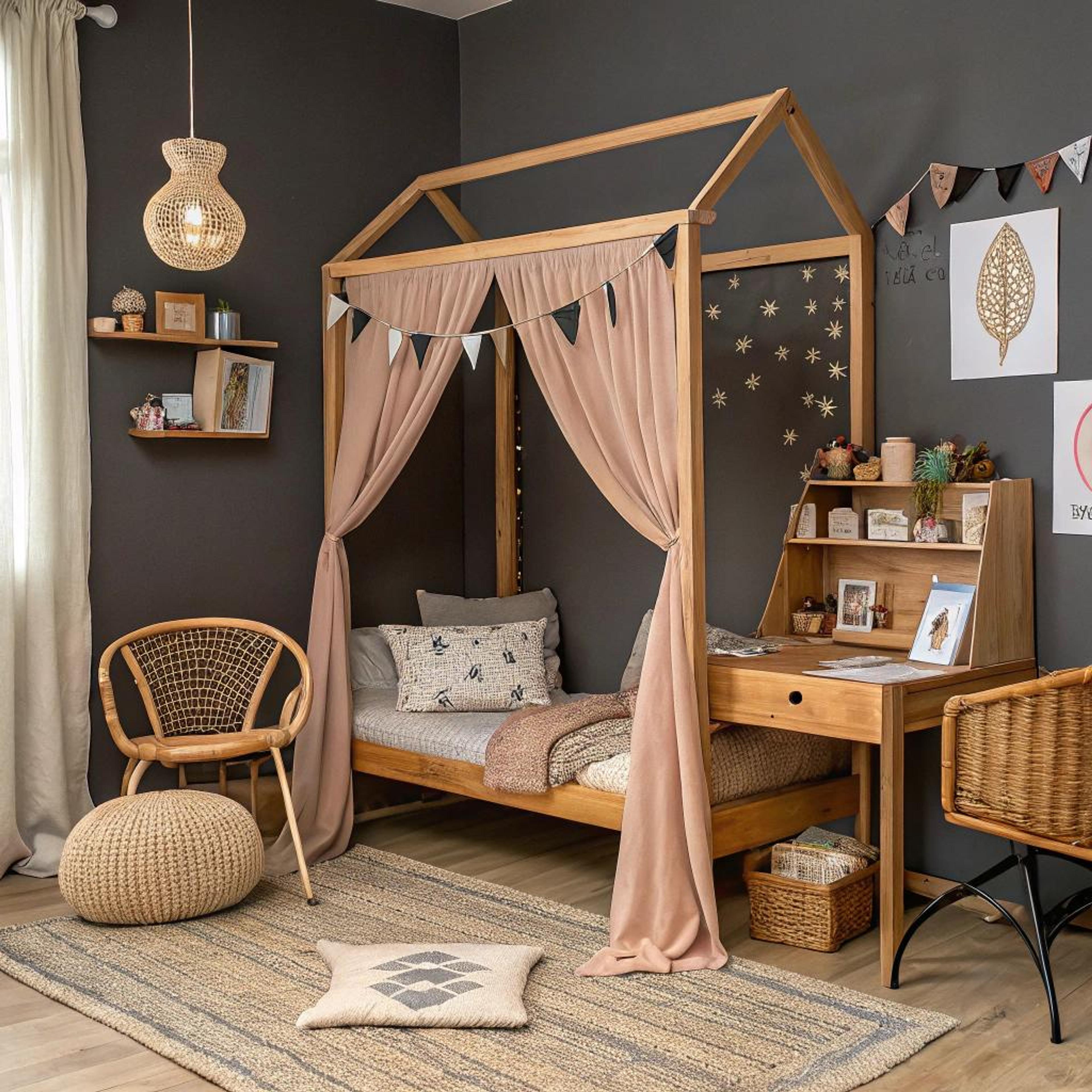 Hemelbed met aardse tinten
