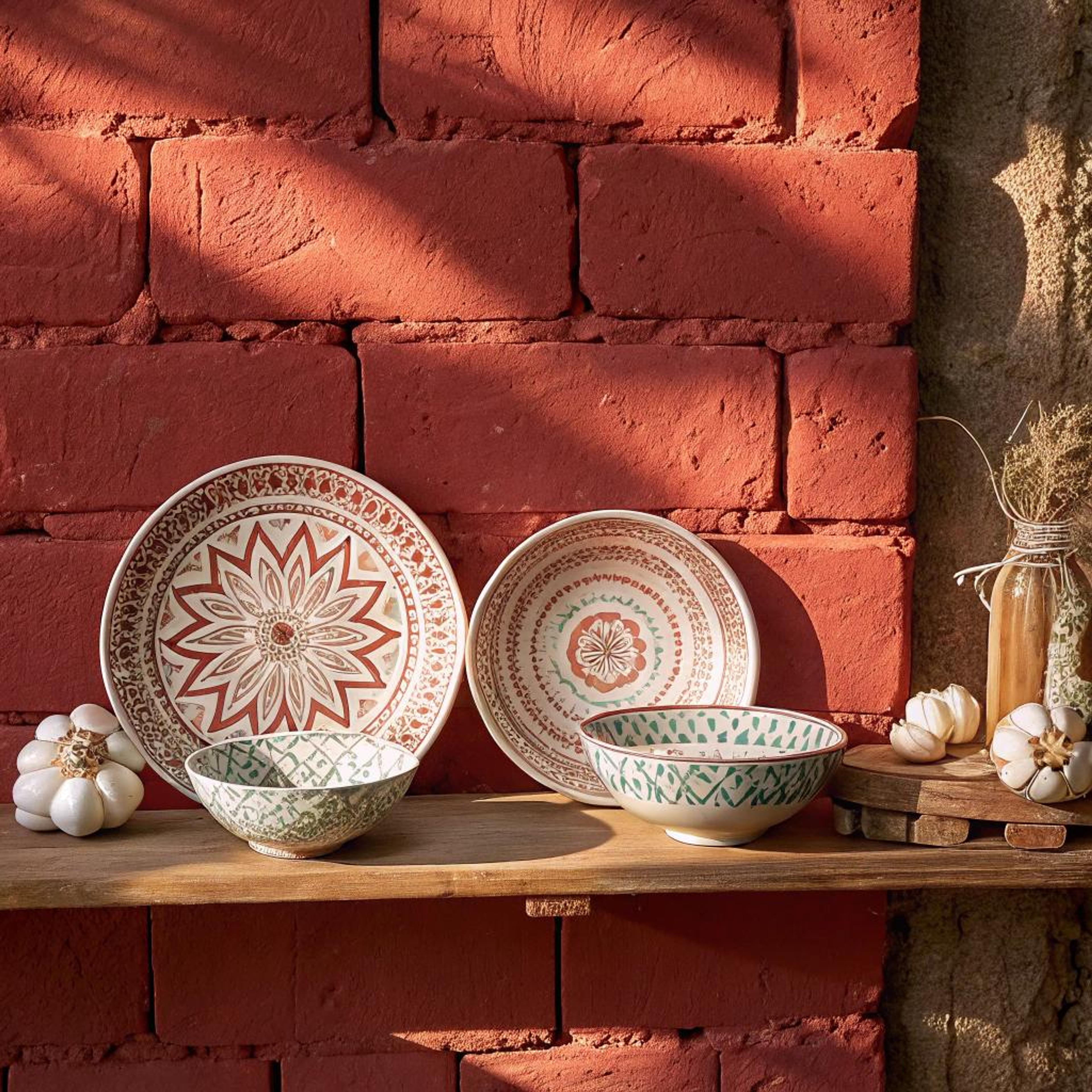 Aardse zellige bij baksteen