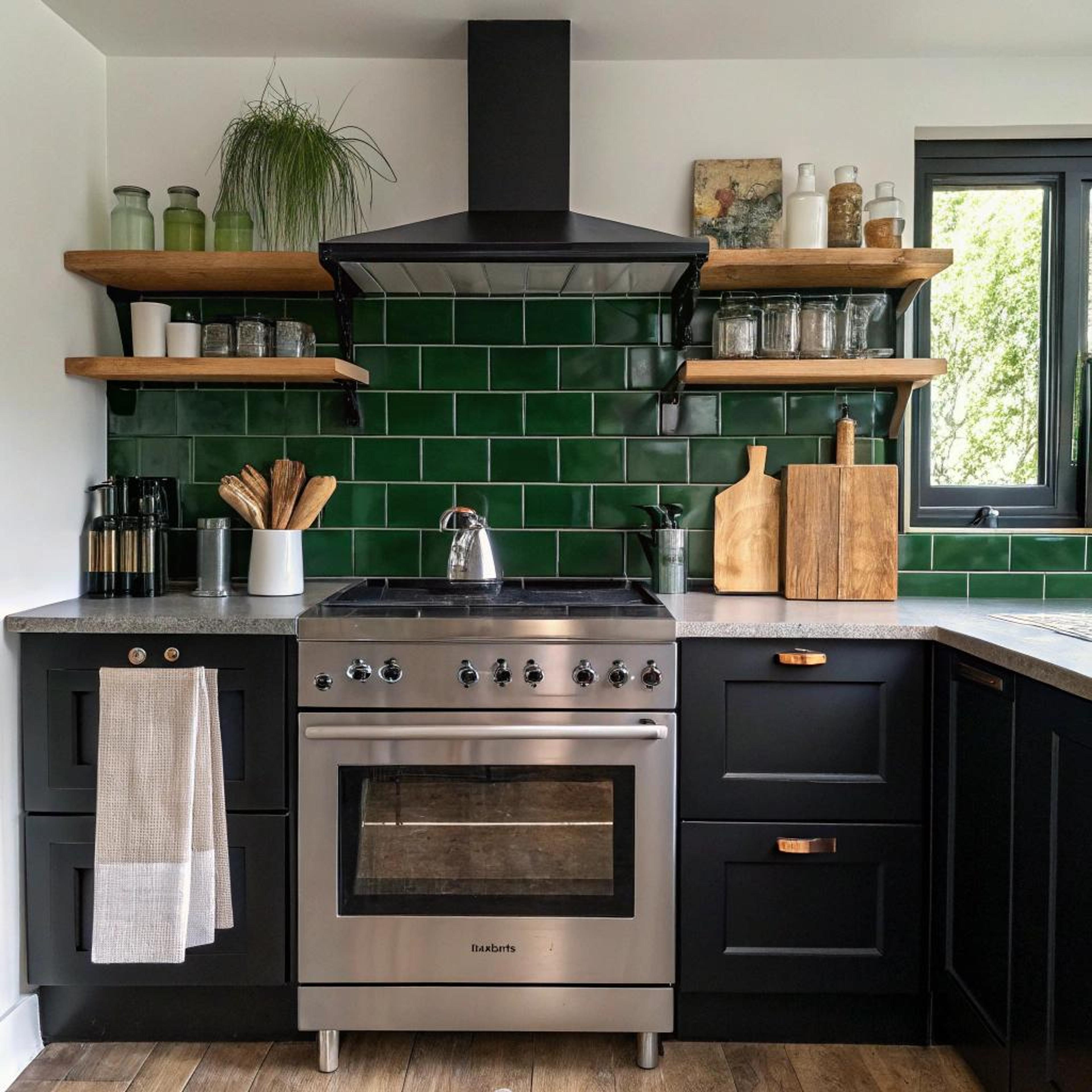 Groene tegels met zwart contrast