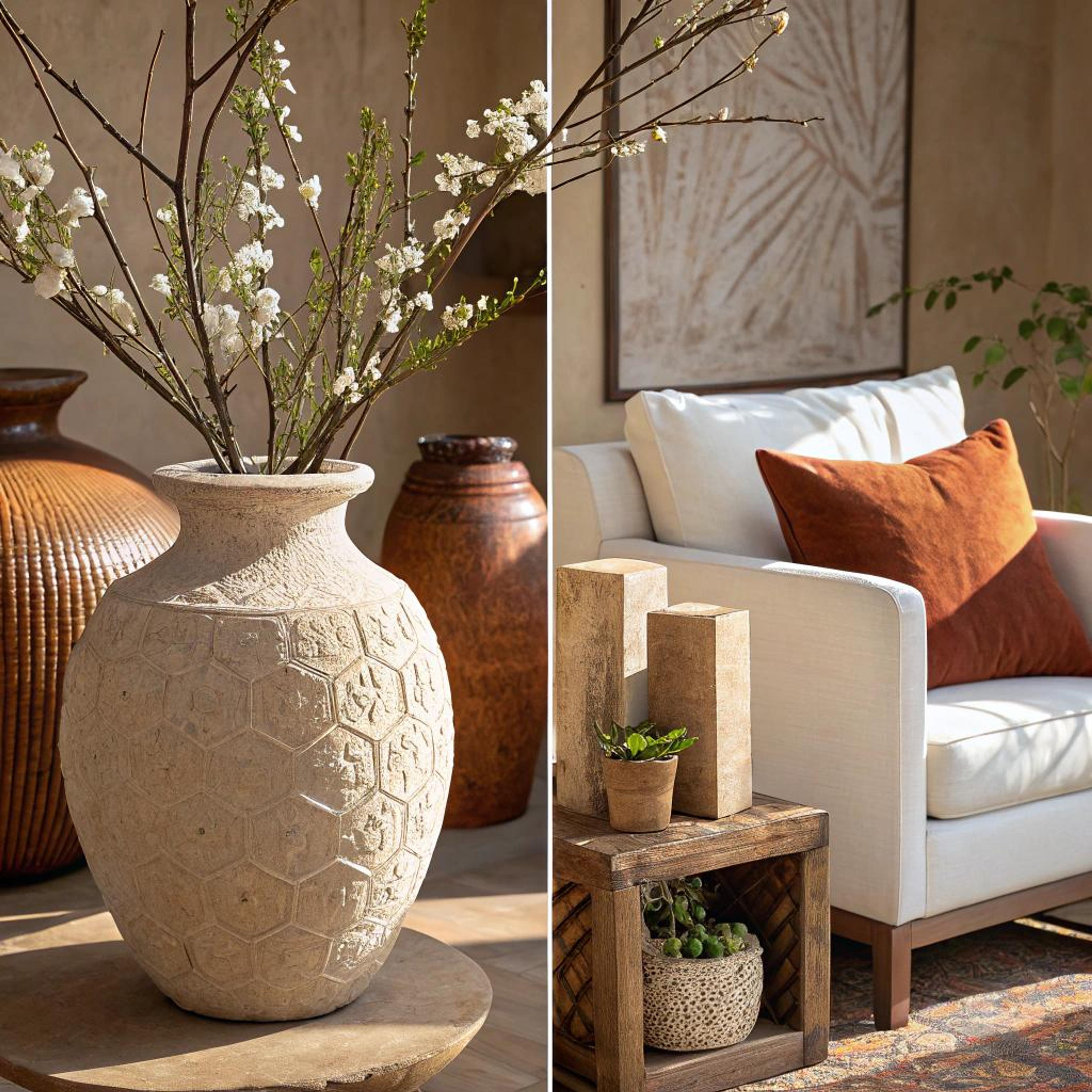 Aardetinten in ronde vazen