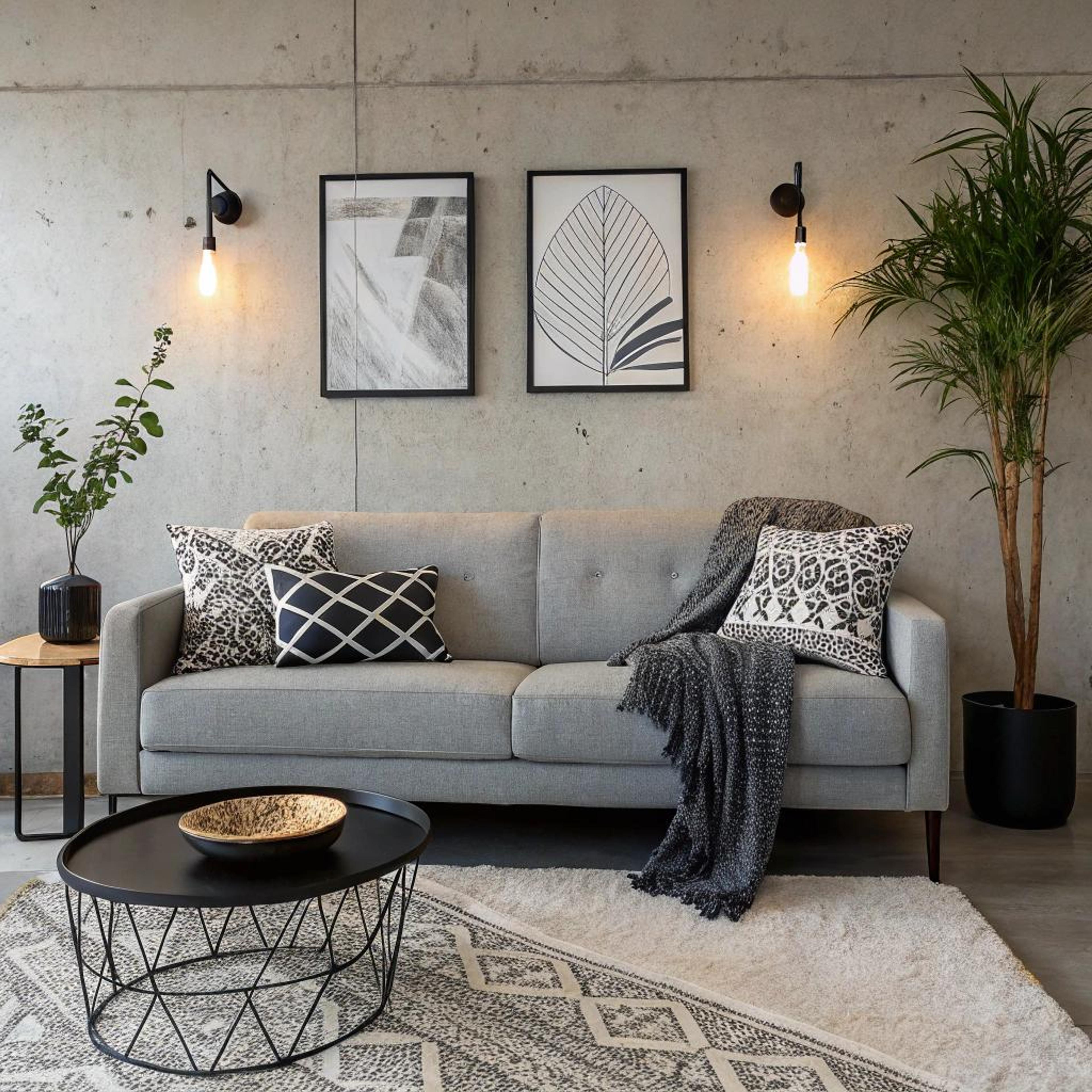 Monochrome kunst aan betonwand