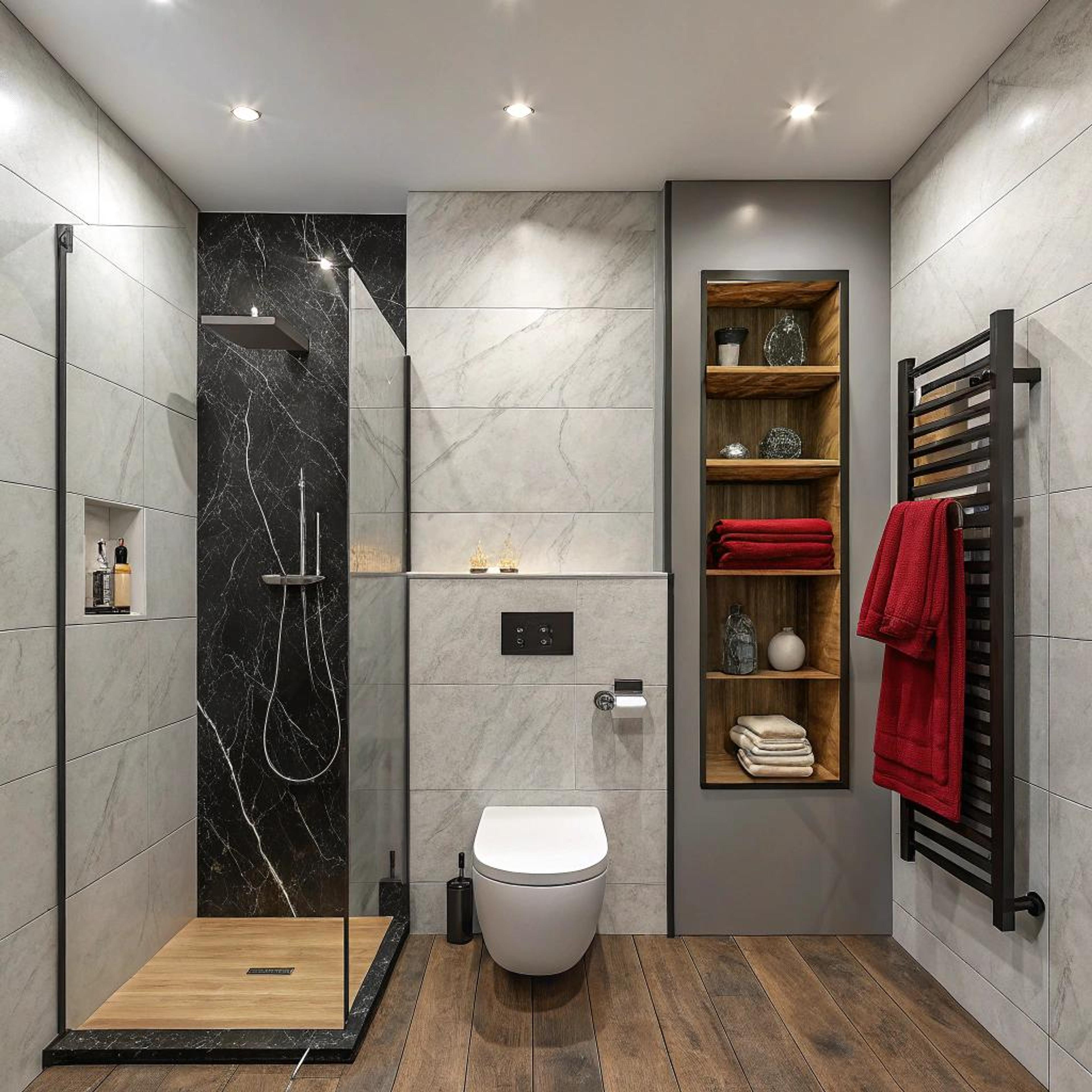 Warme nis met houten plank