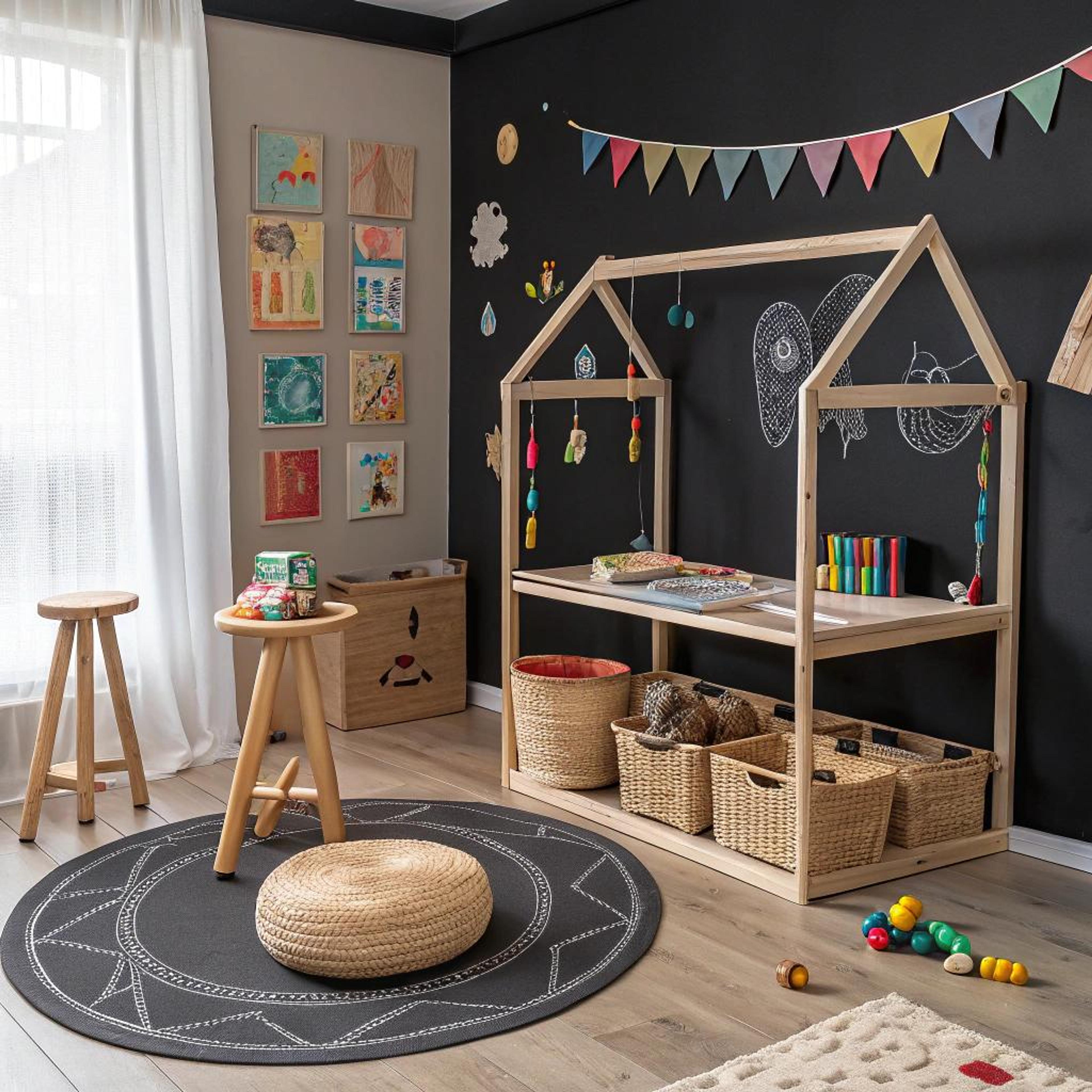 Zwarte speelmuur voor creativiteit