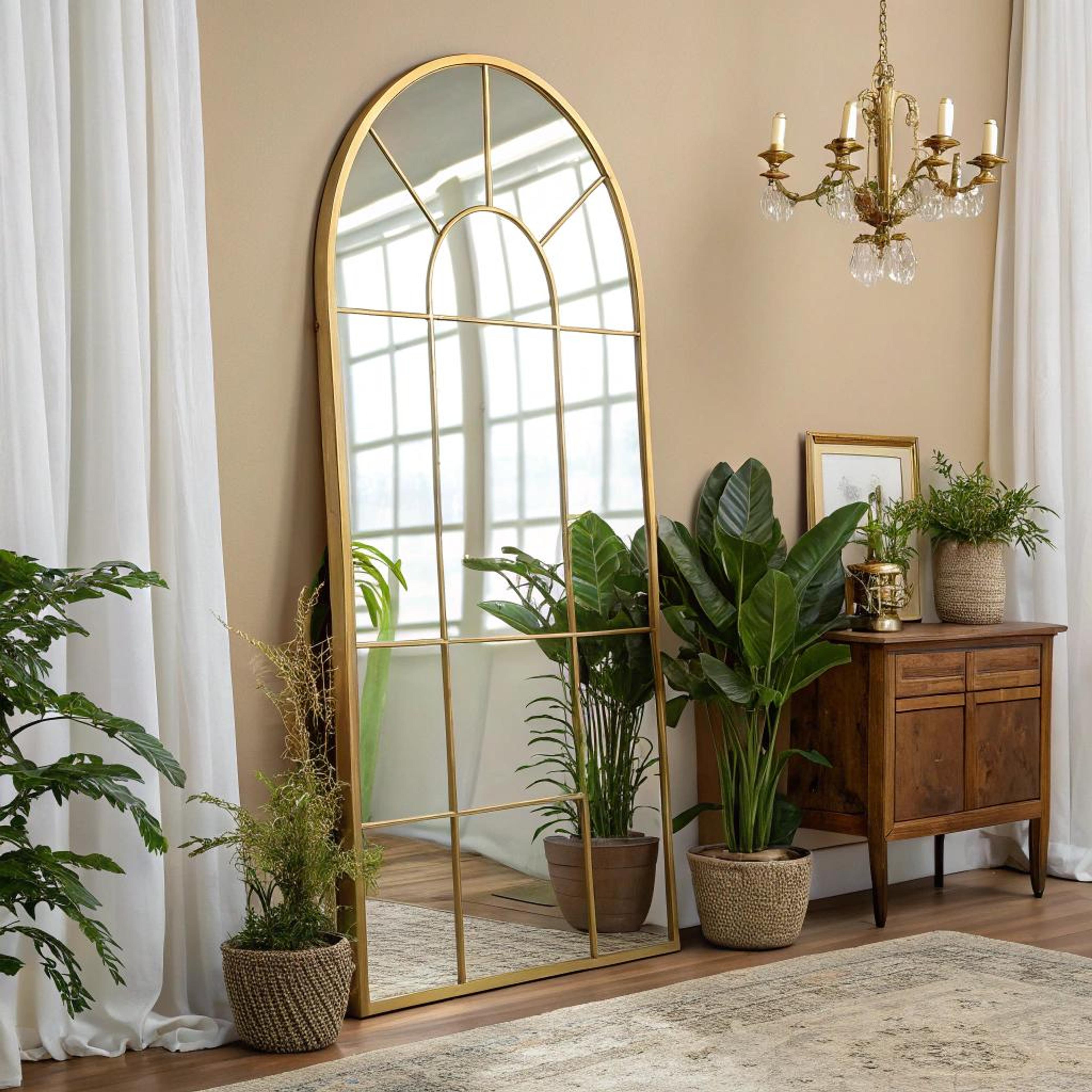 Gouden spiegel met groene accenten