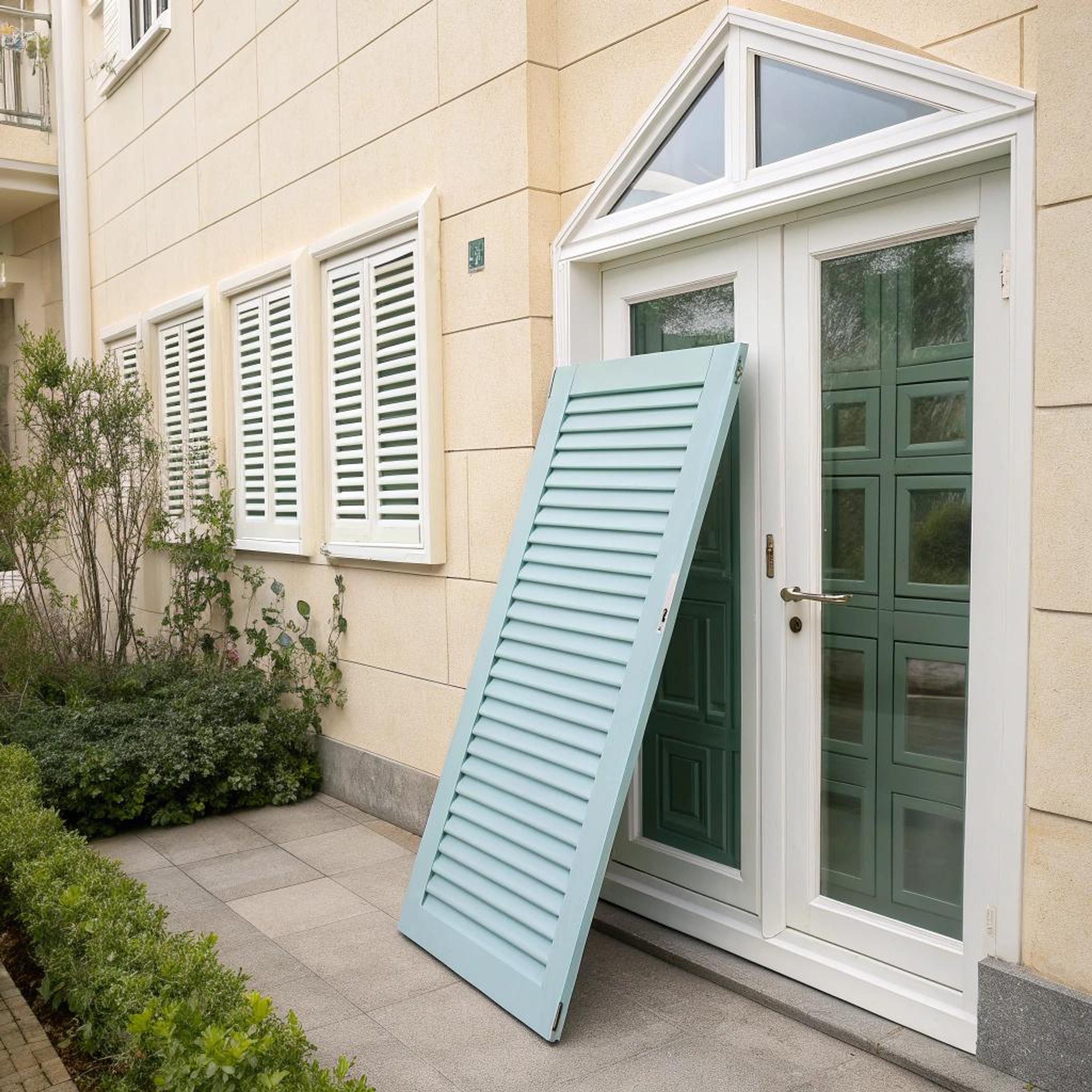 Pastelgroene shutters voor harmonie