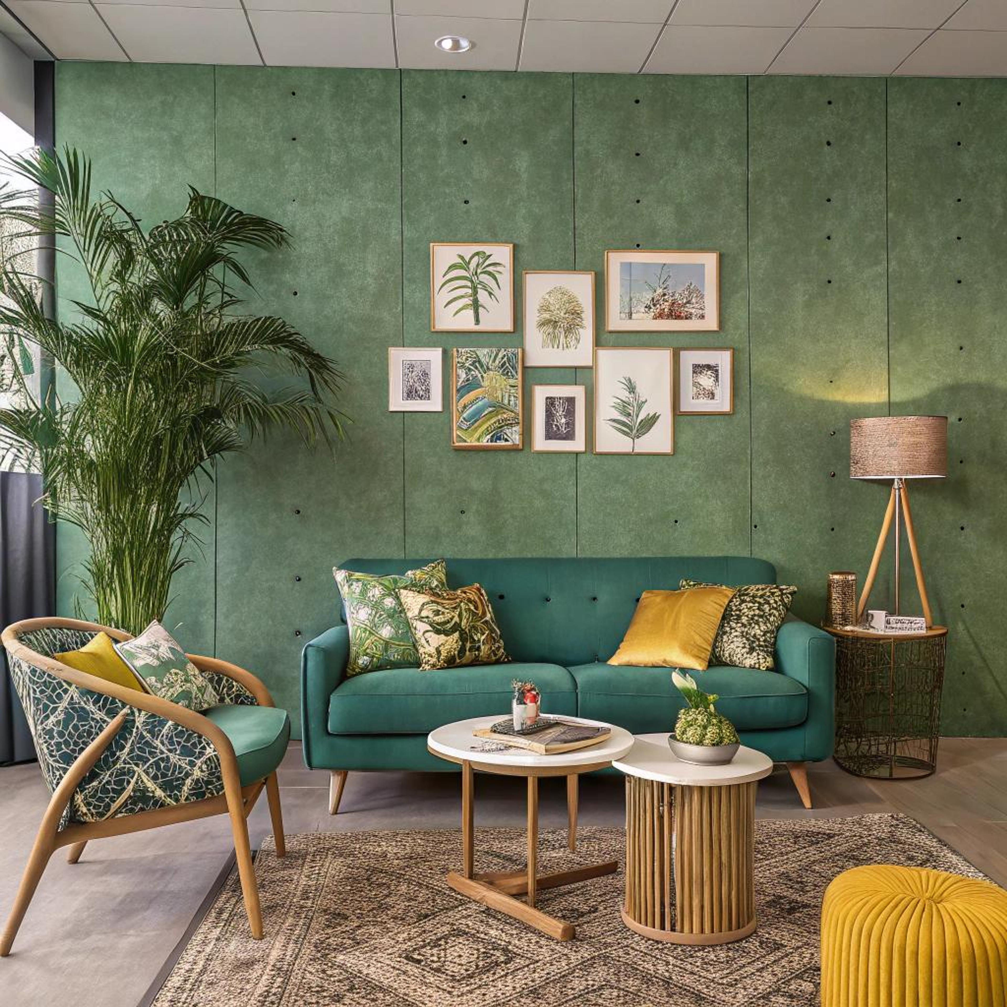 Groene muur met sfeervolle warmte