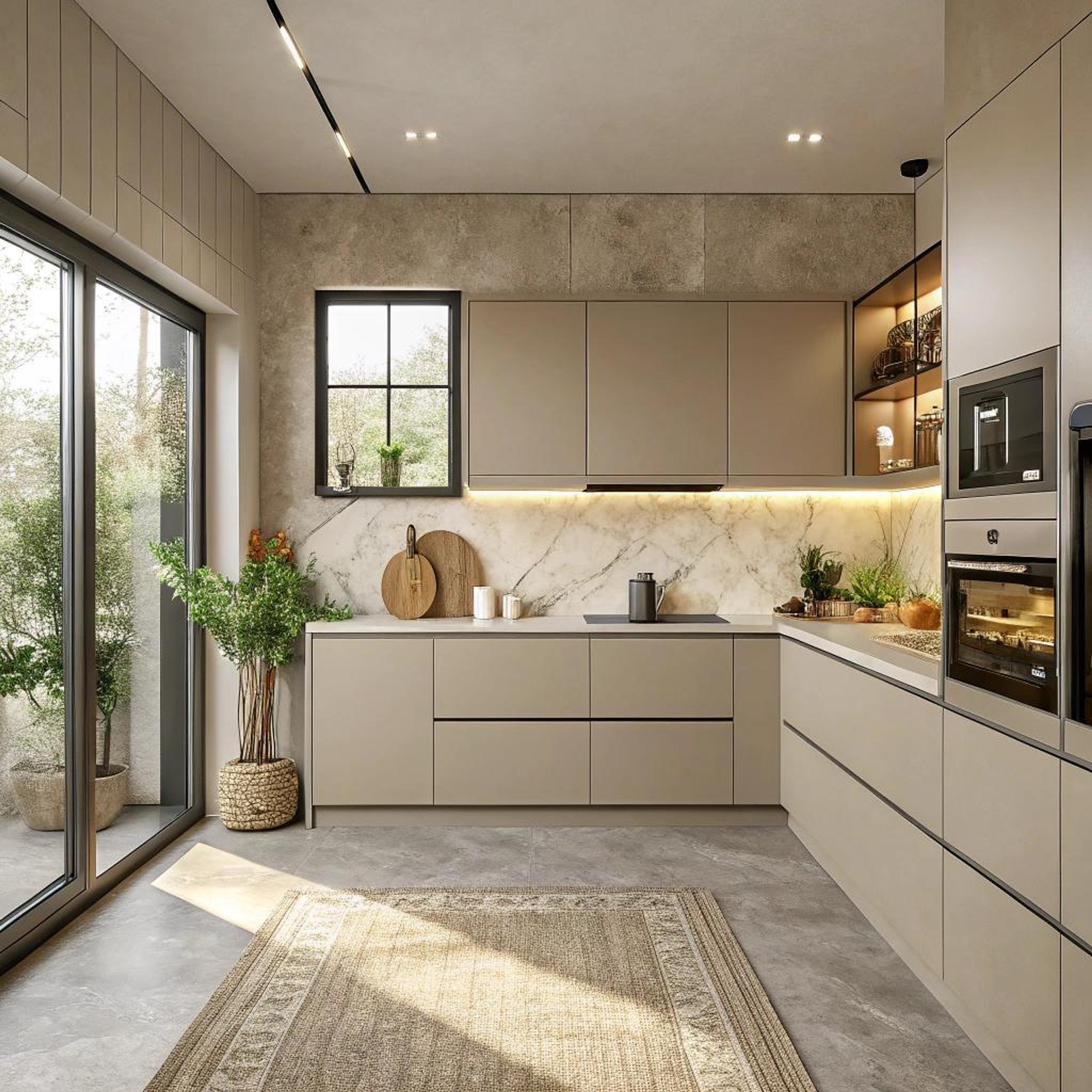 Luxe marmer tegen beige kasten