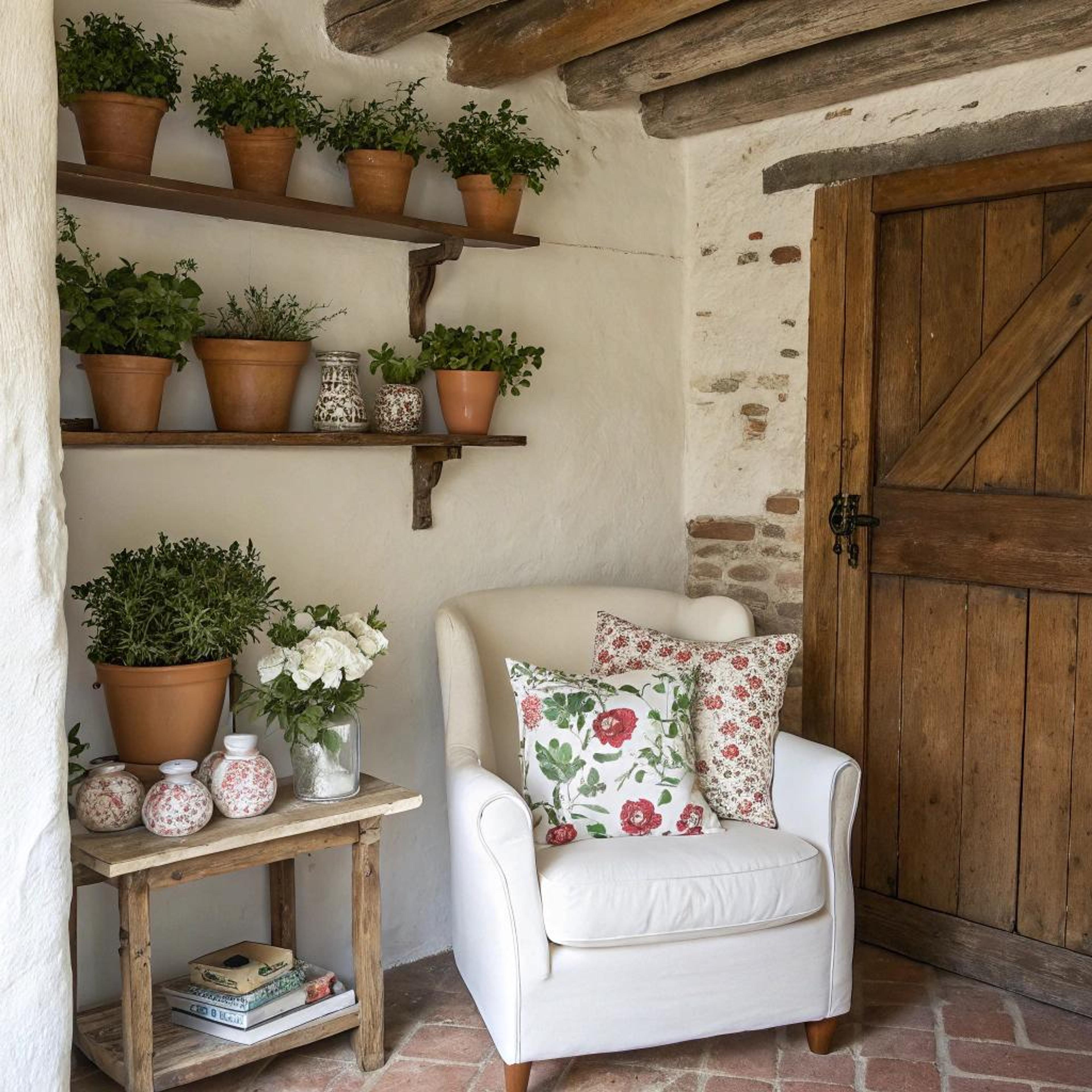 Planten op rustieke planken