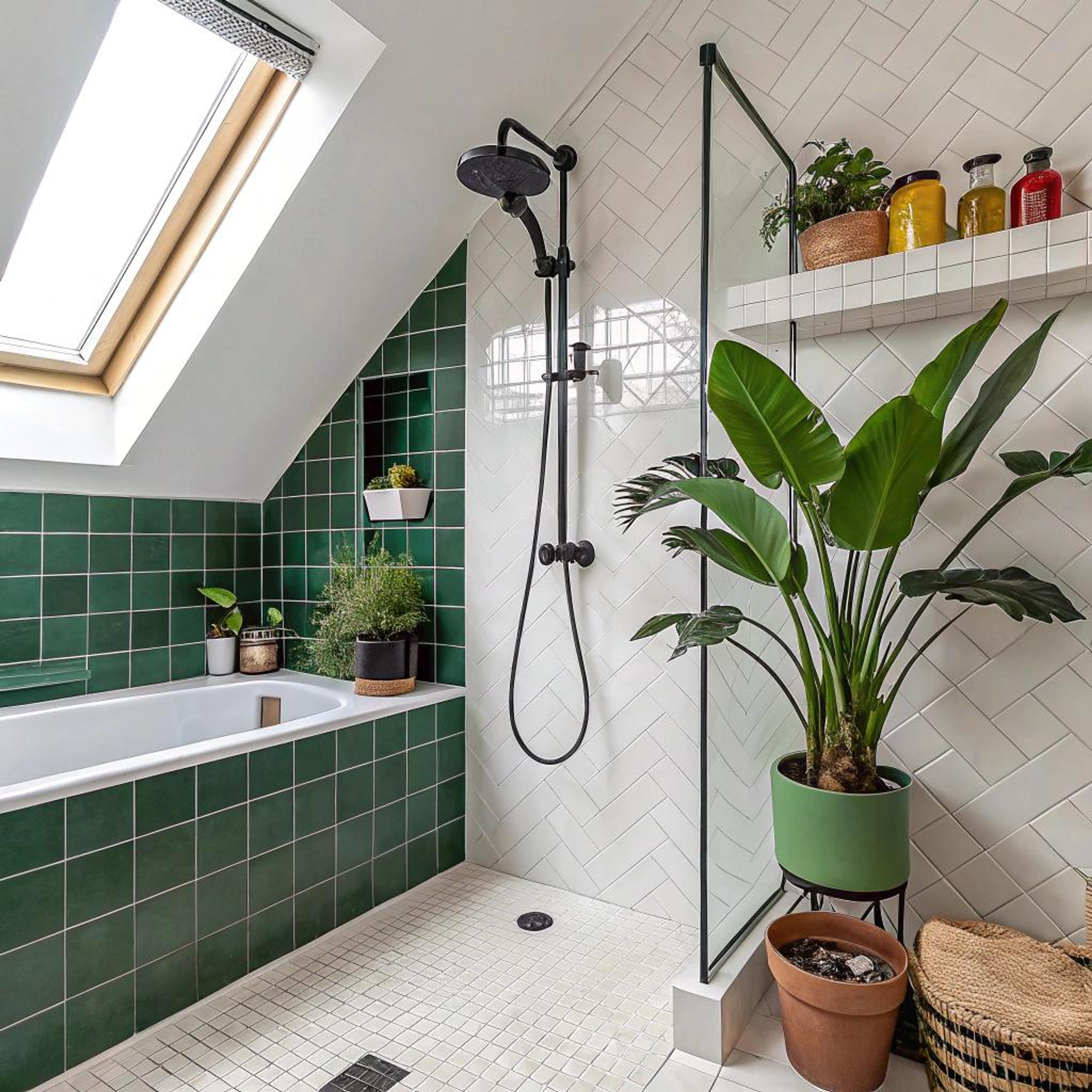 Groene tegels met wit contrast