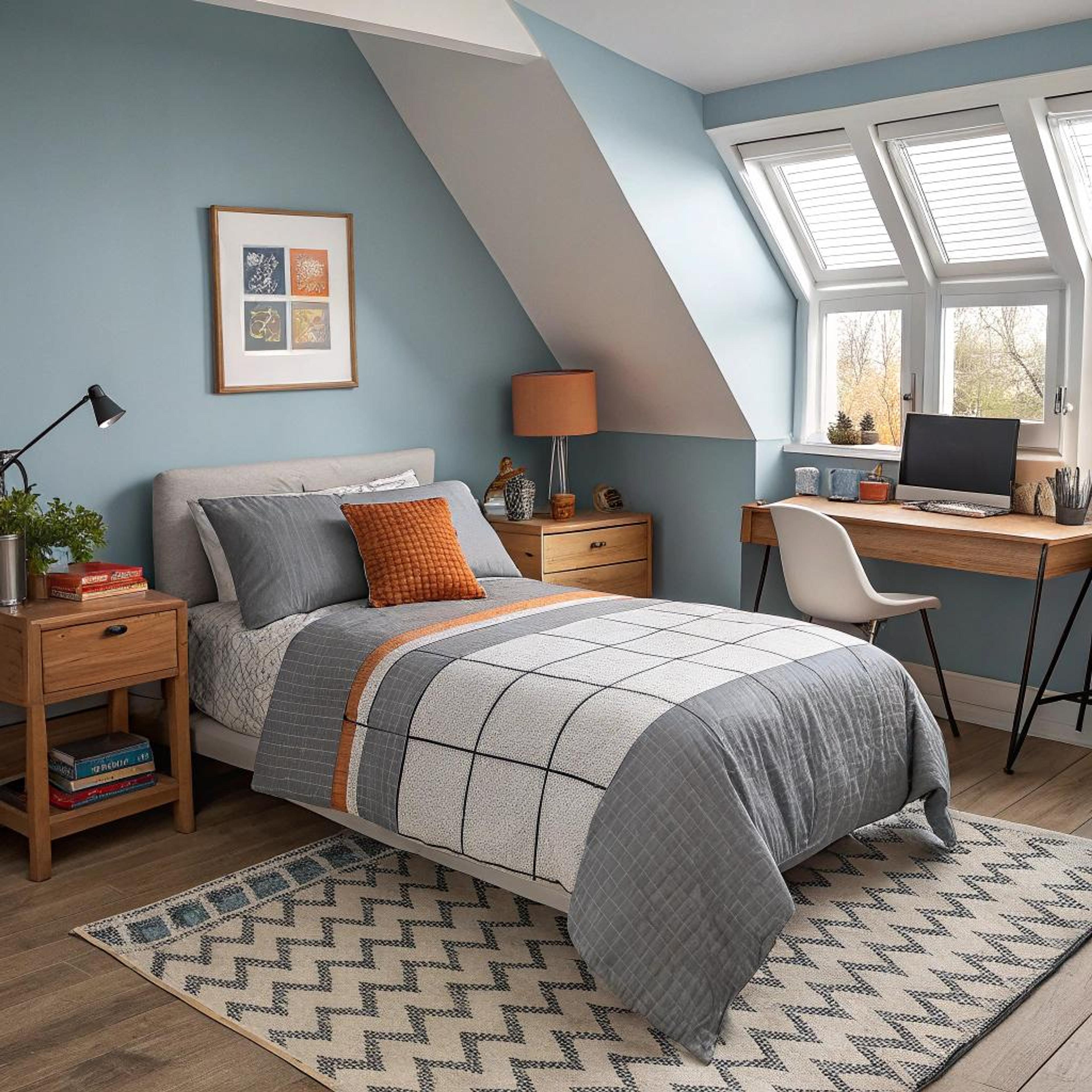 Zachte blauwtinten met houtdetails