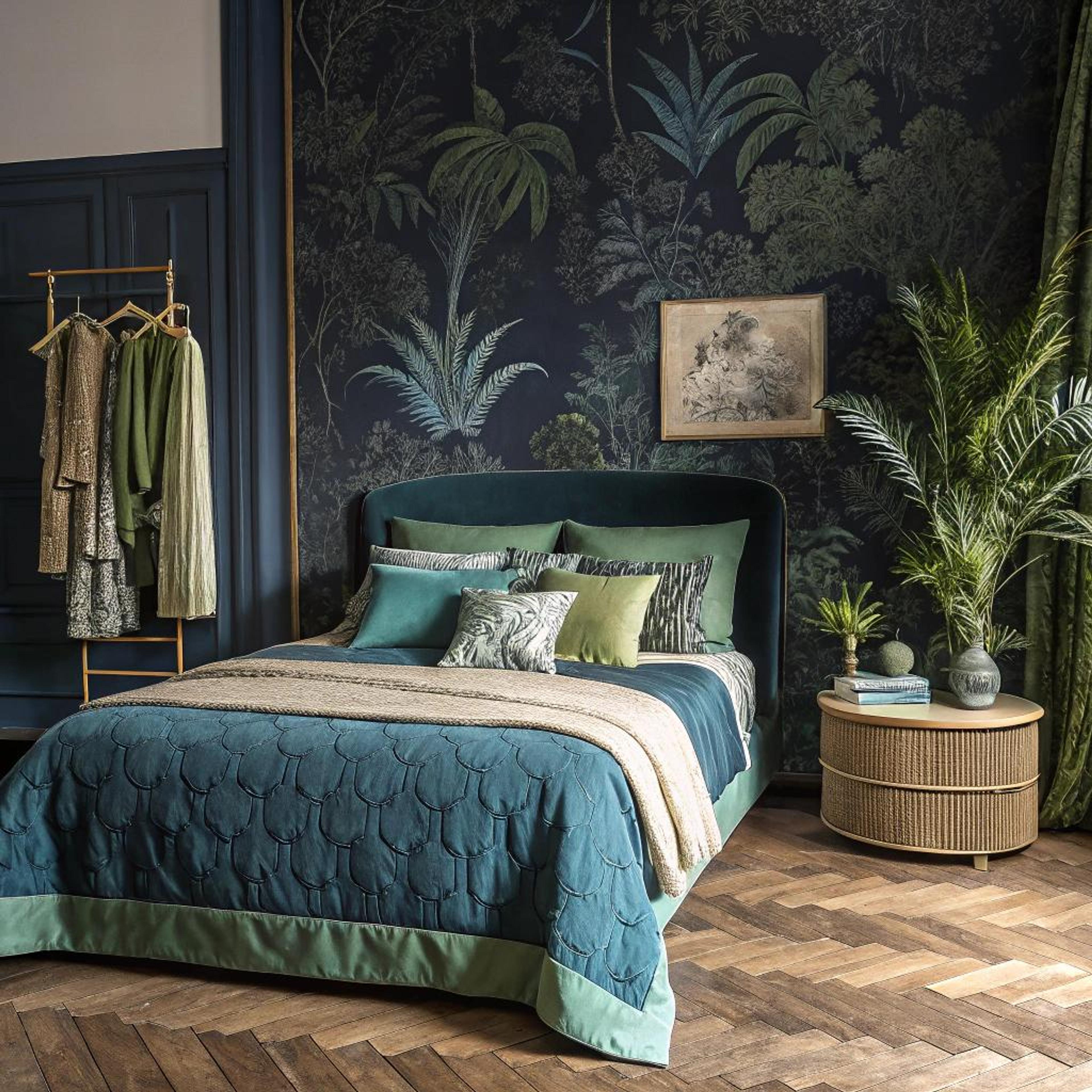 Botanisch behang met diepte