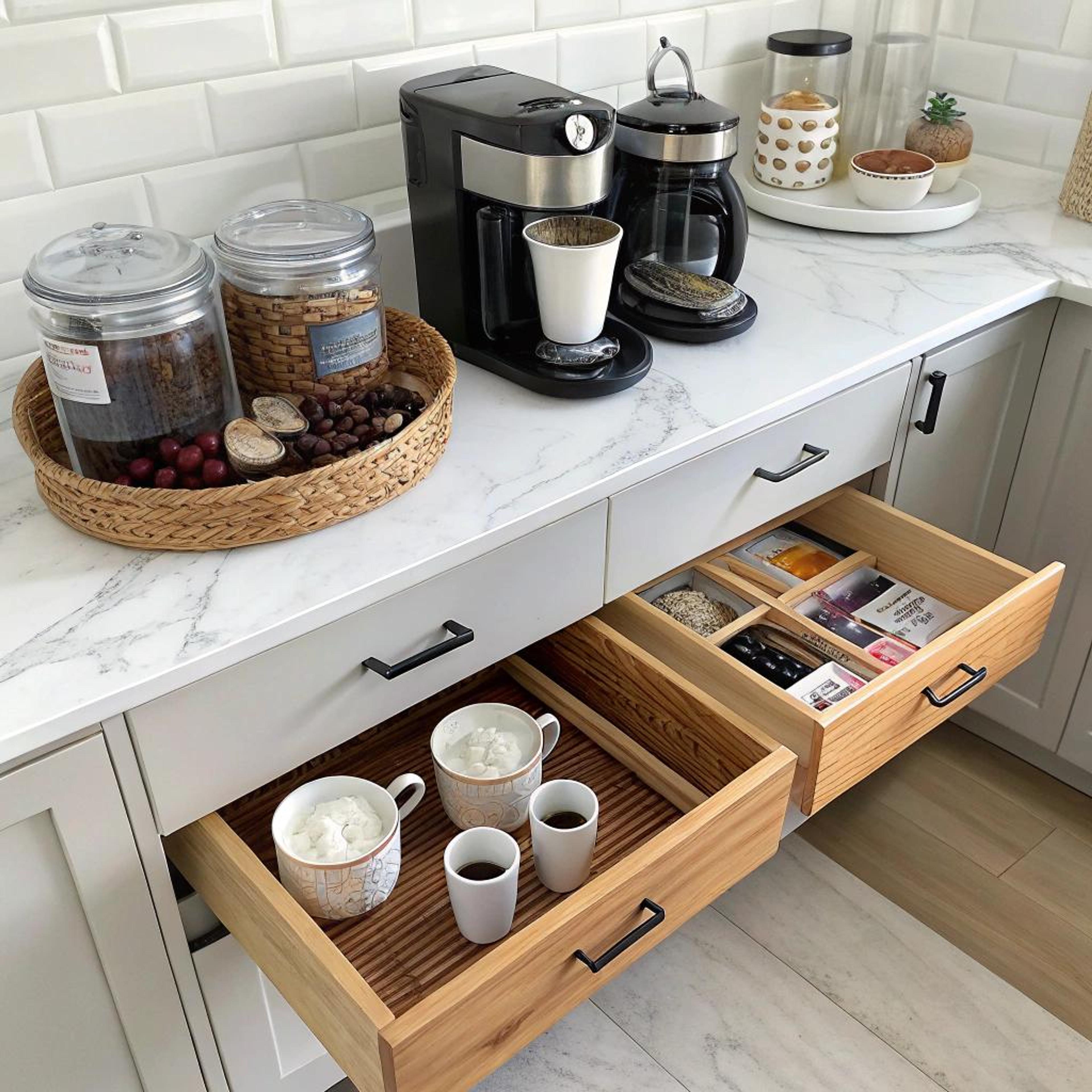 Rustieke manden en strak blad