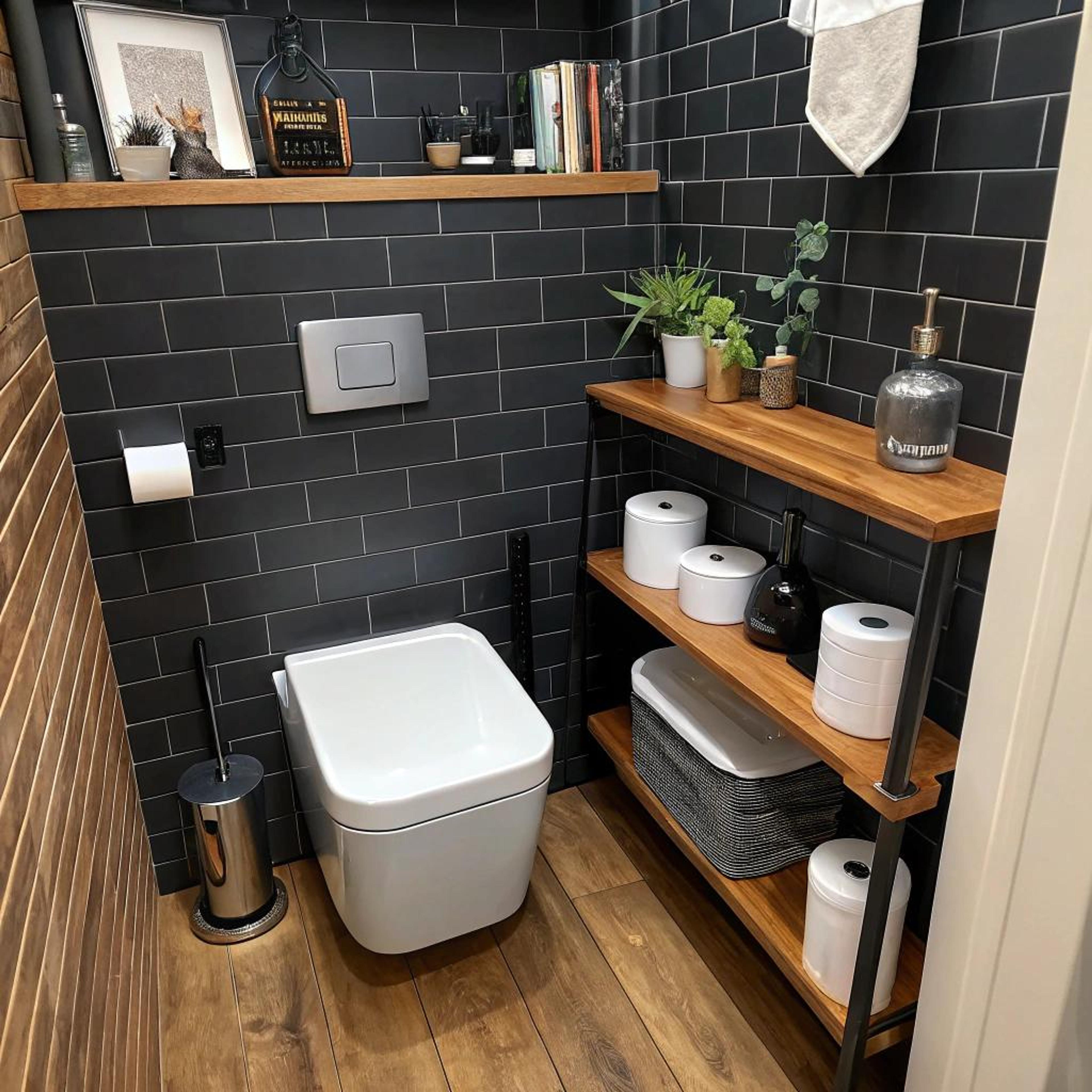 Zwevende plank boven toilet