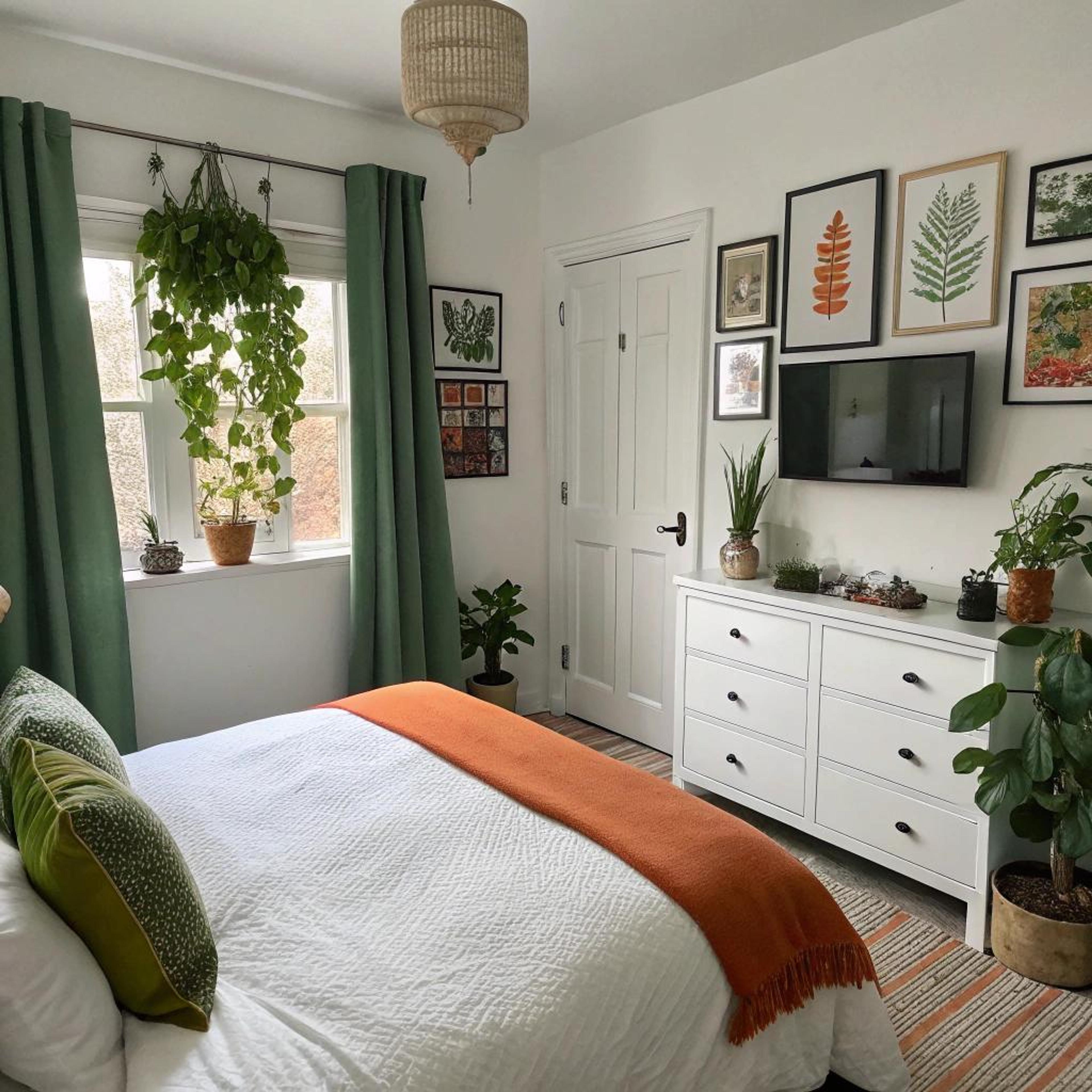 Groene planten en oranje accenten