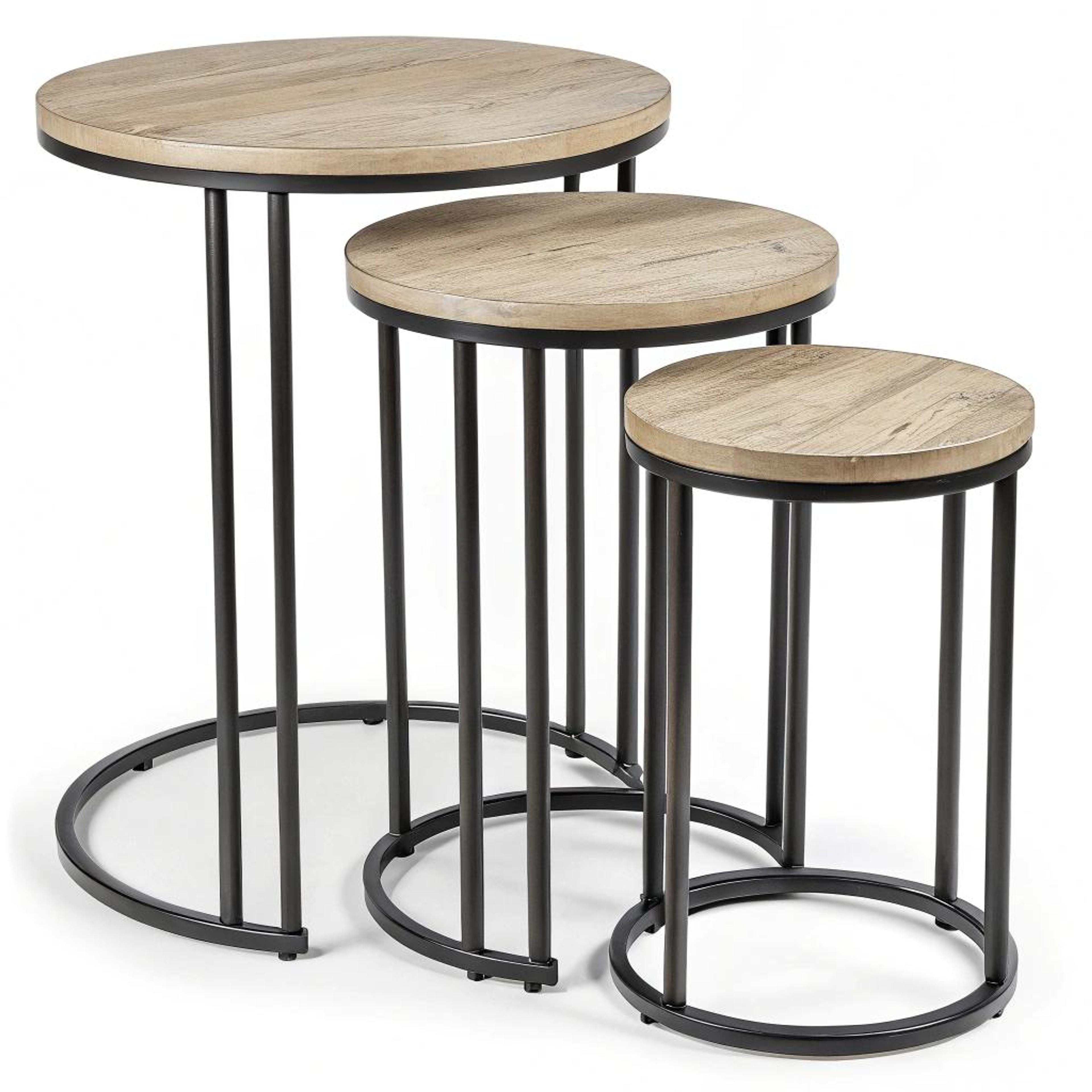Industriële nesttafels met hout