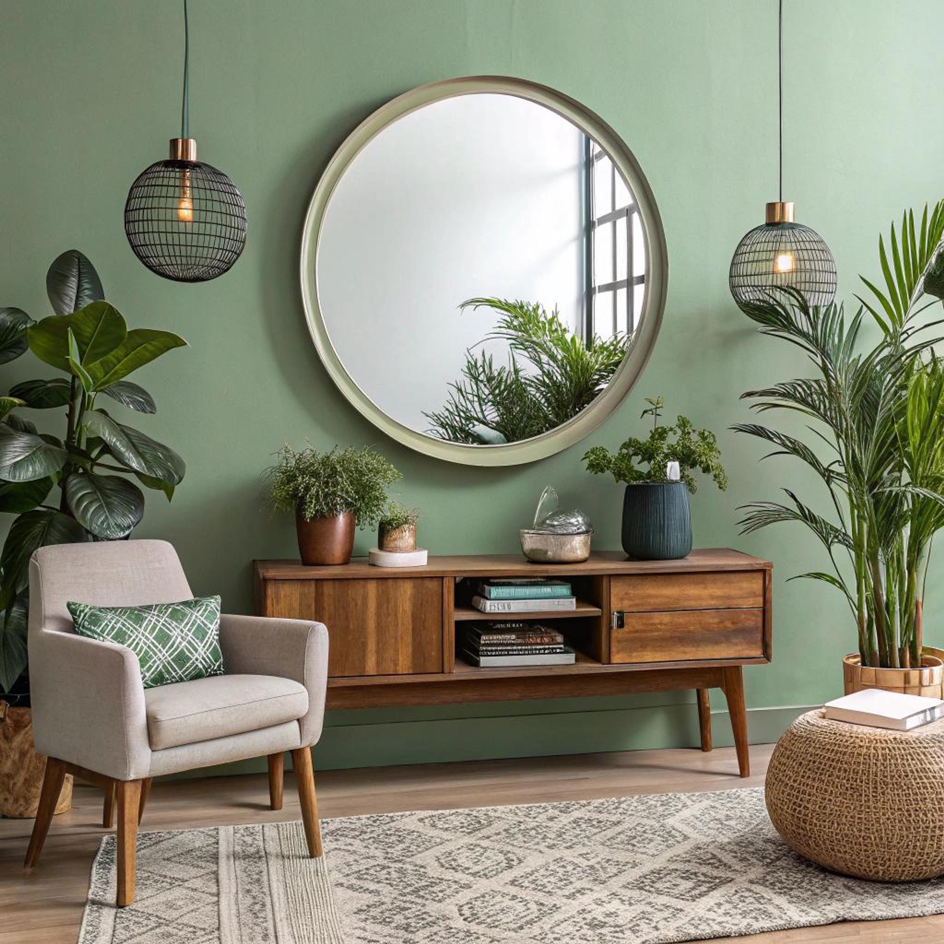 Plantenrijk met steeneffect vloerkleed