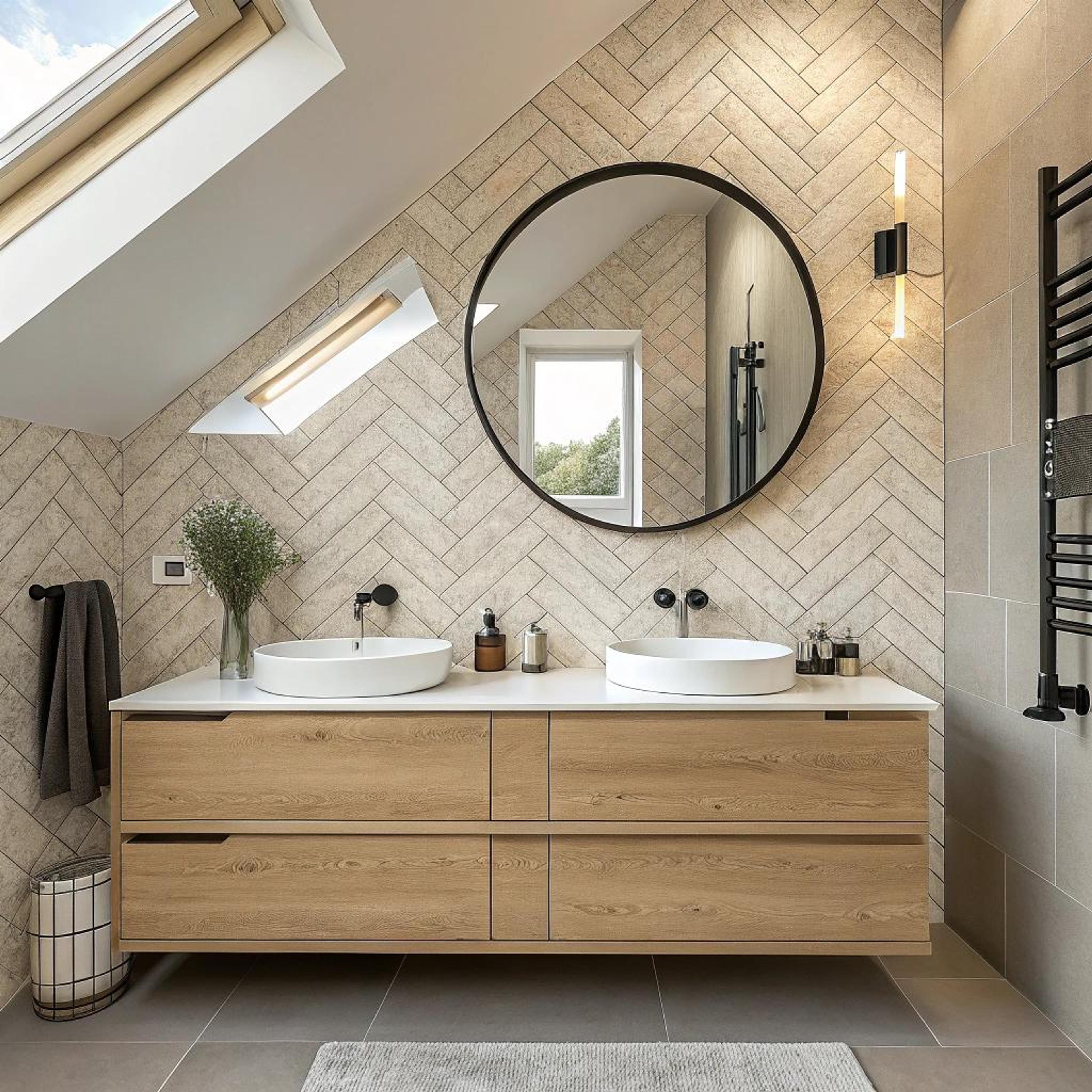 Spiegel centraal bij visgraat