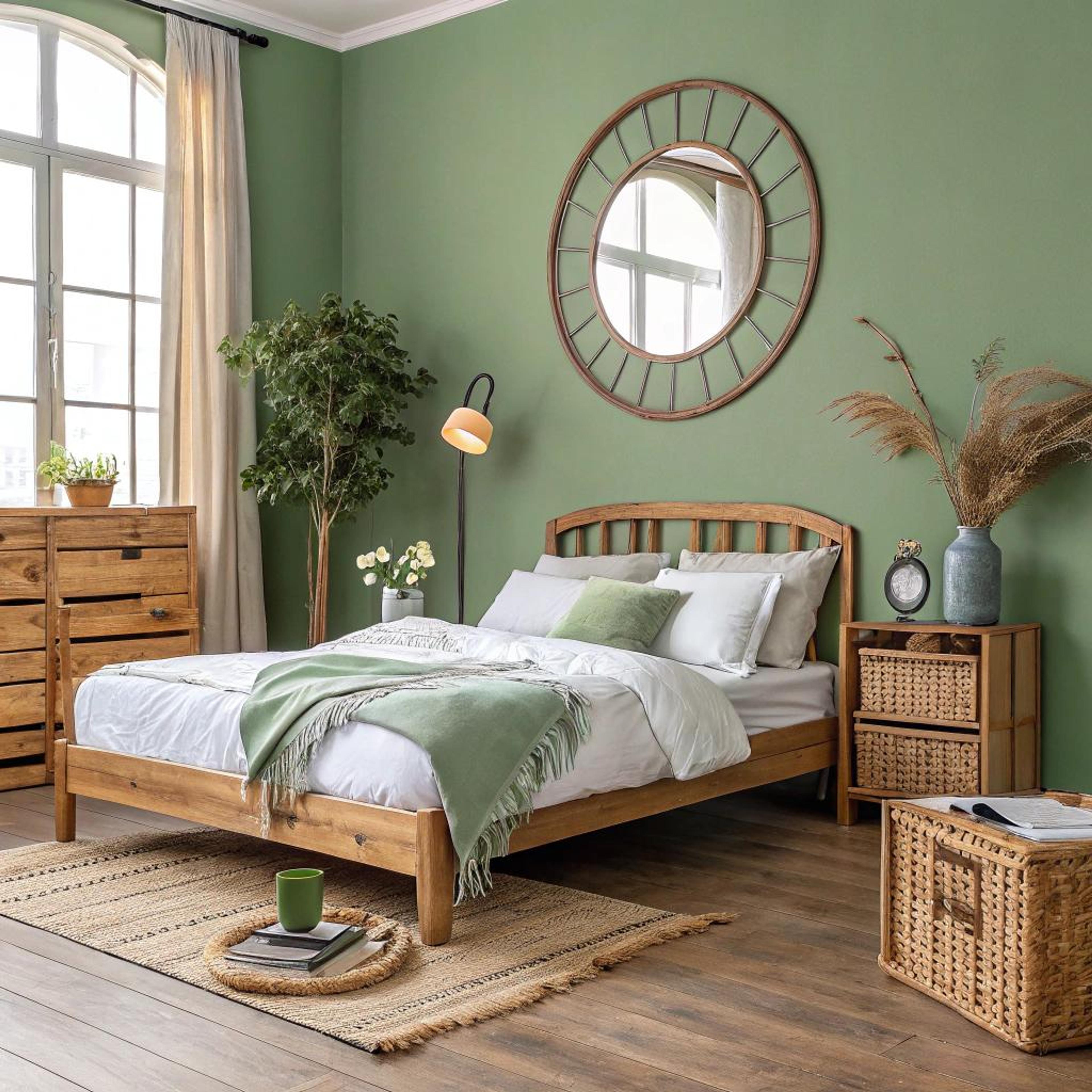 Groene muren en houtdetails